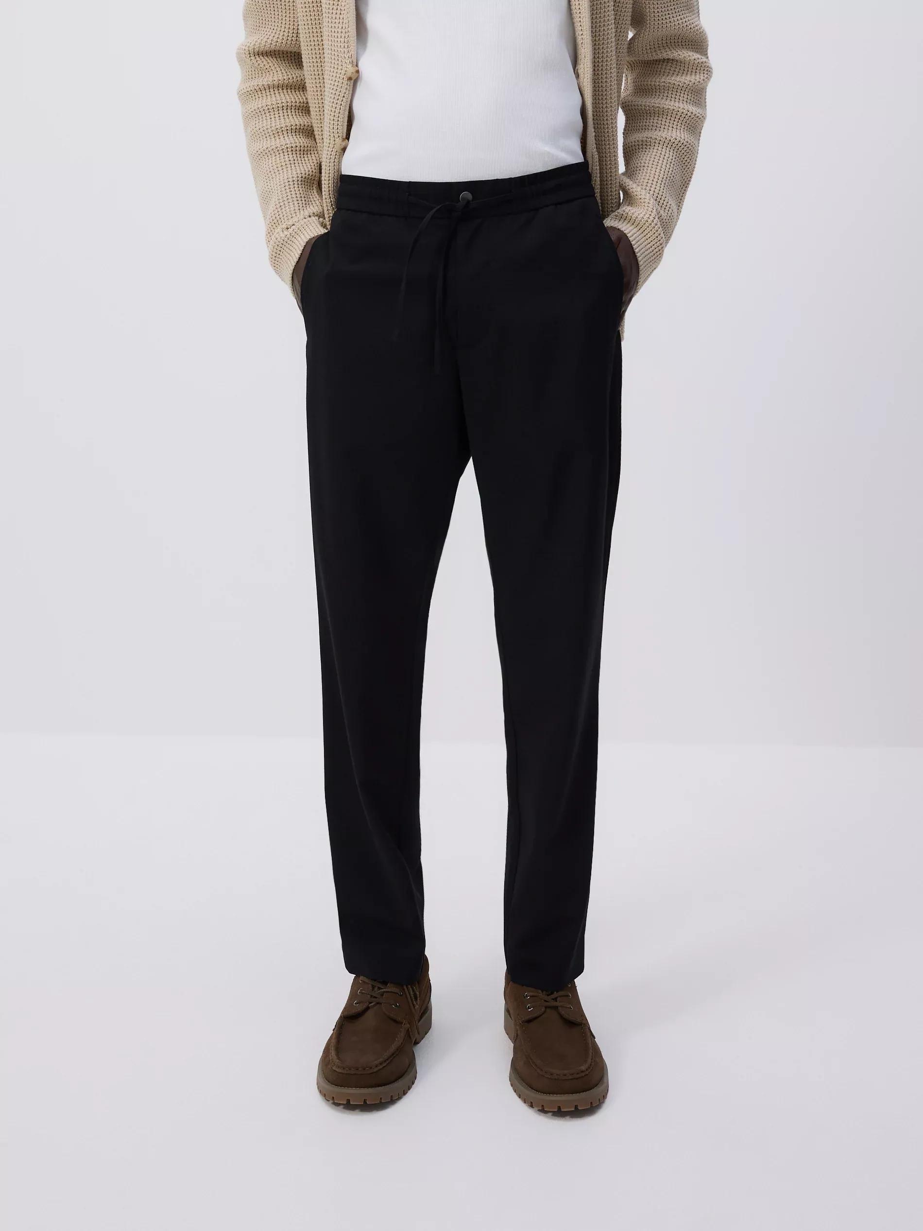 Black Viscose Rich Joggers, , large image number 1