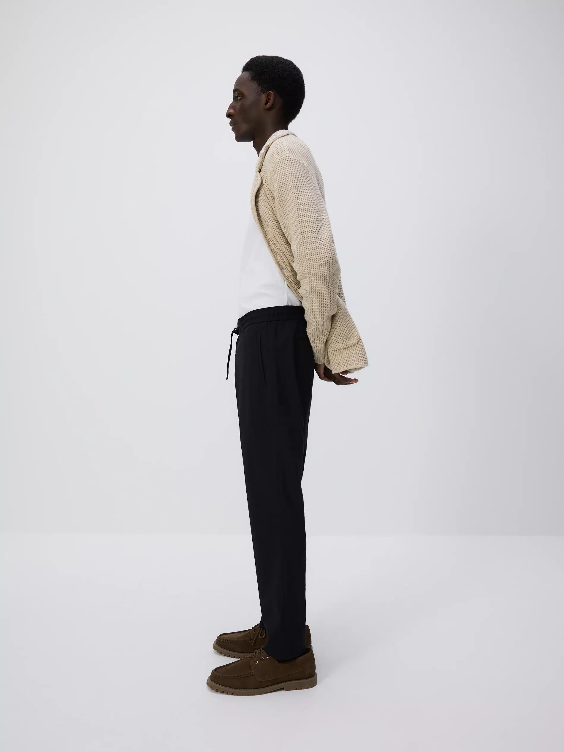 Black Viscose Rich Joggers, , large image number 2