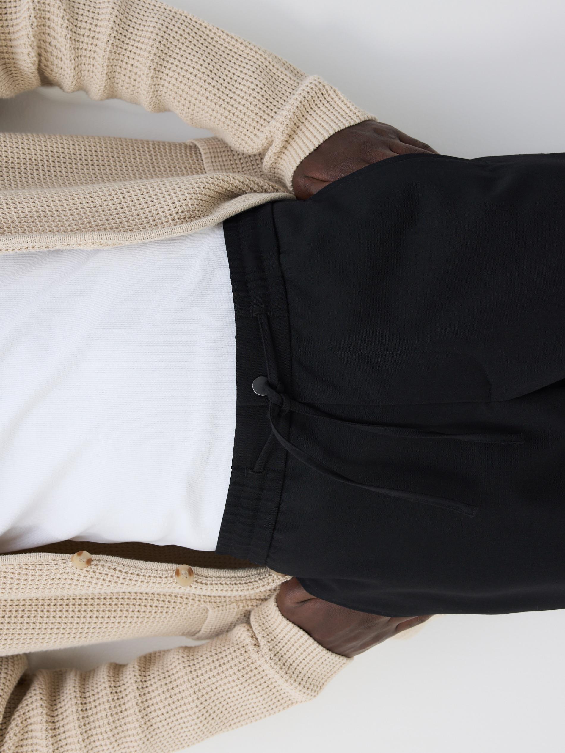 Black Viscose Rich Joggers, , large image number 3