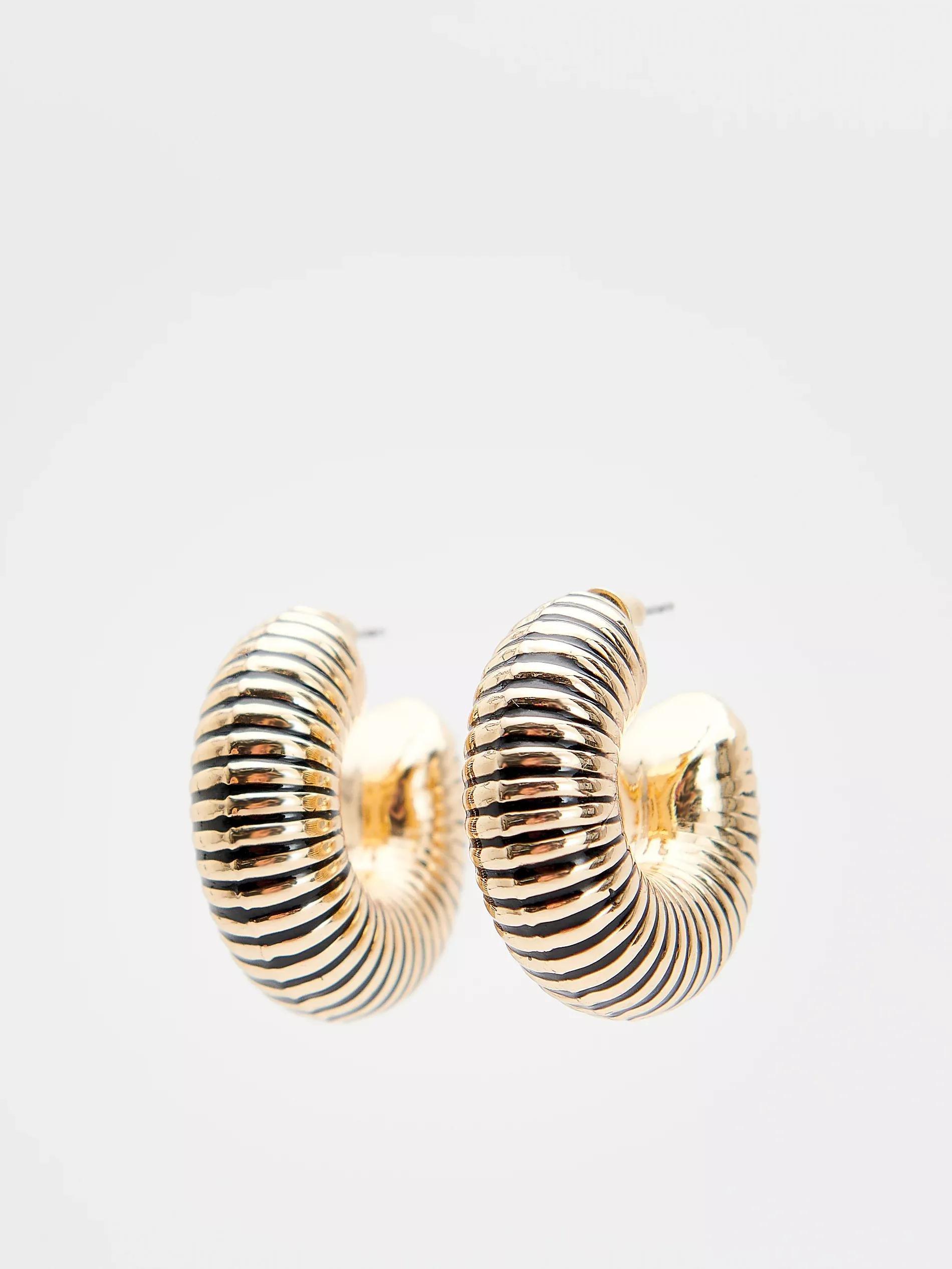 Gold Circular Drop Earrings, Golden, large image number 0