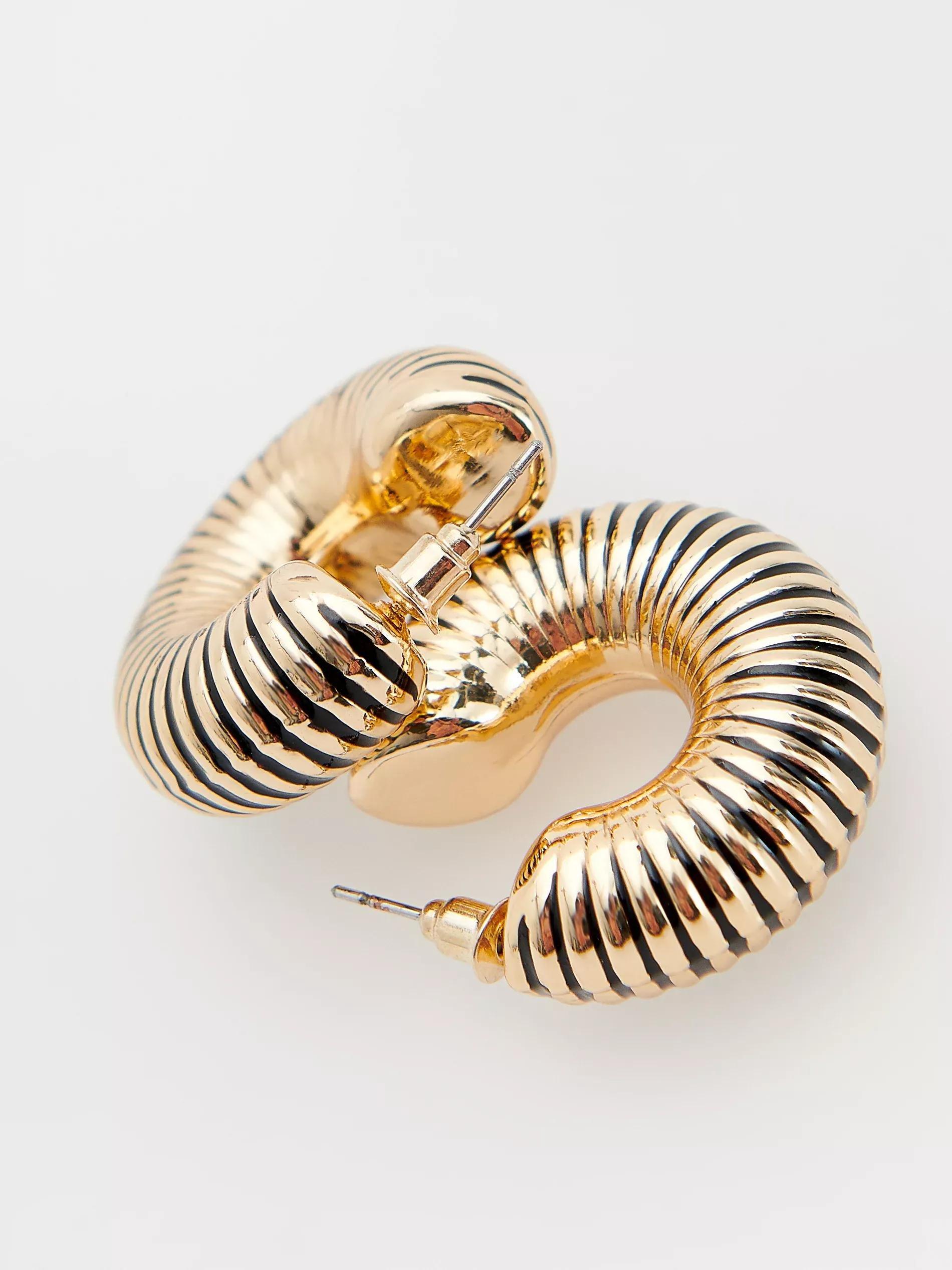 Gold Circular Drop Earrings, Golden, large image number 1