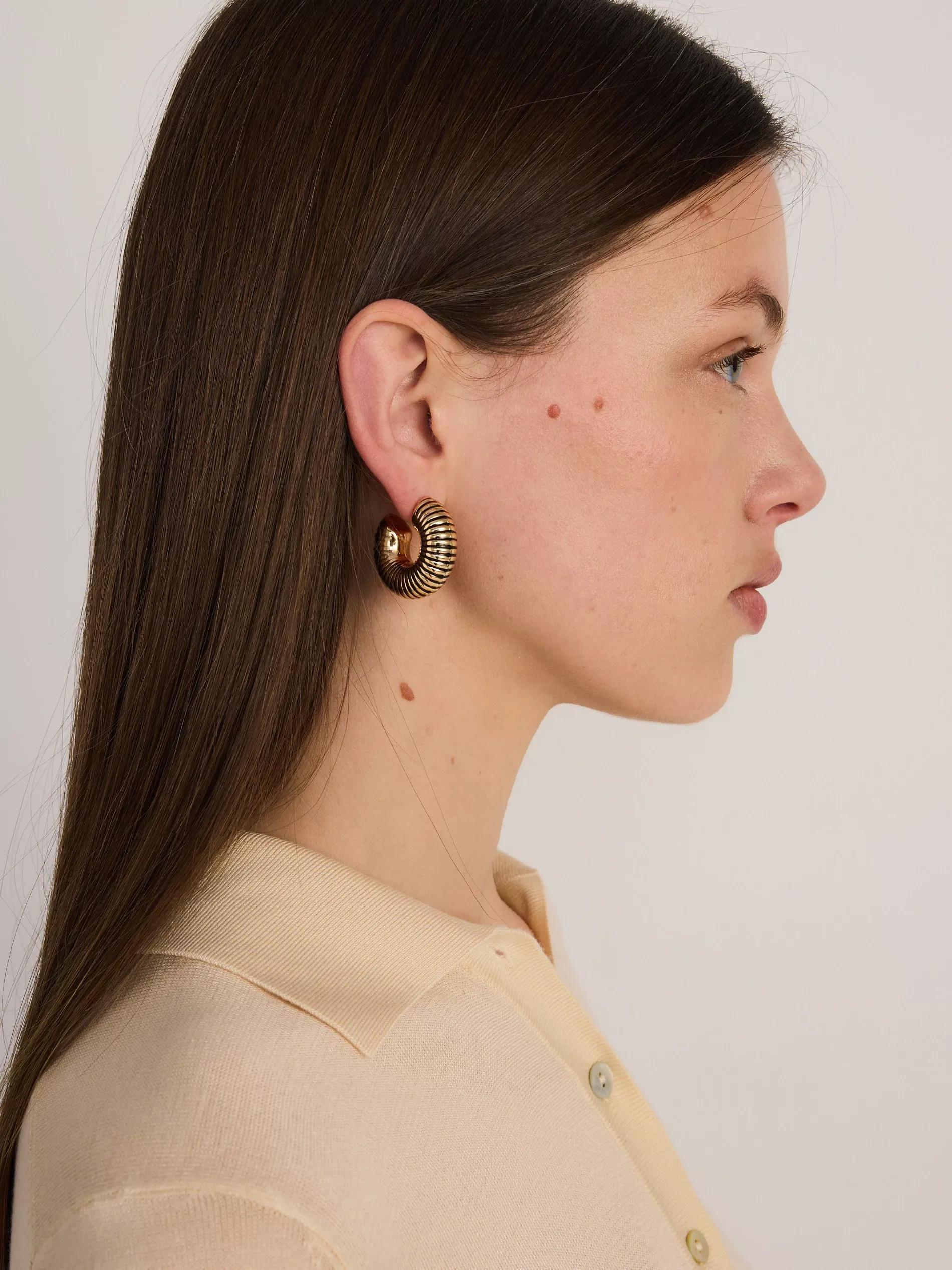 Gold Circular Drop Earrings, Golden, large image number 2