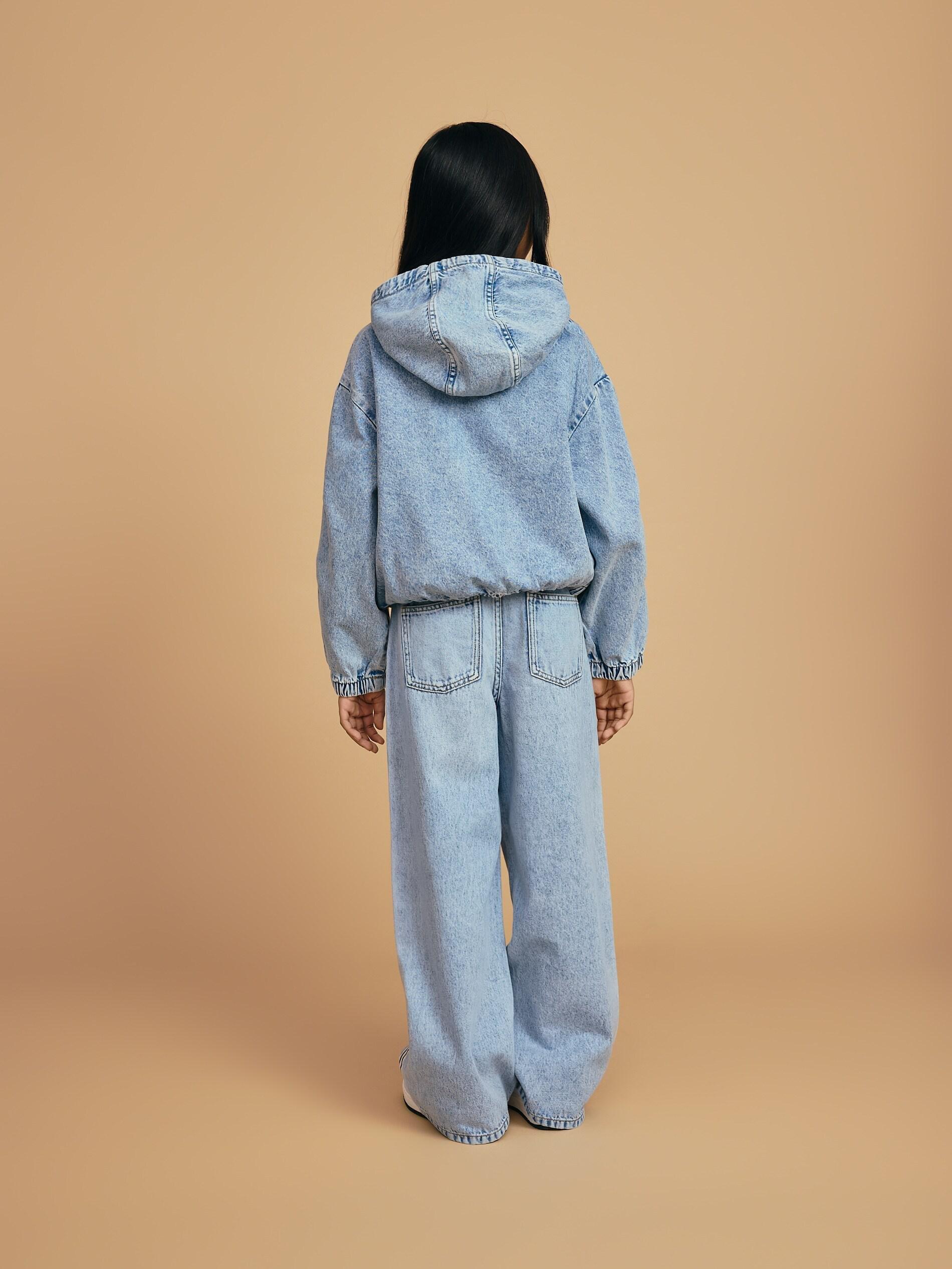 Blue Hooded Denim Jacket, Blue, large image number 2