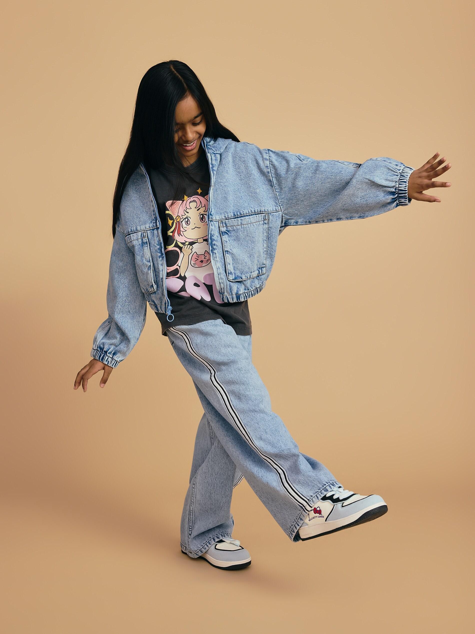 Blue Hooded Denim Jacket, Blue, large image number 4