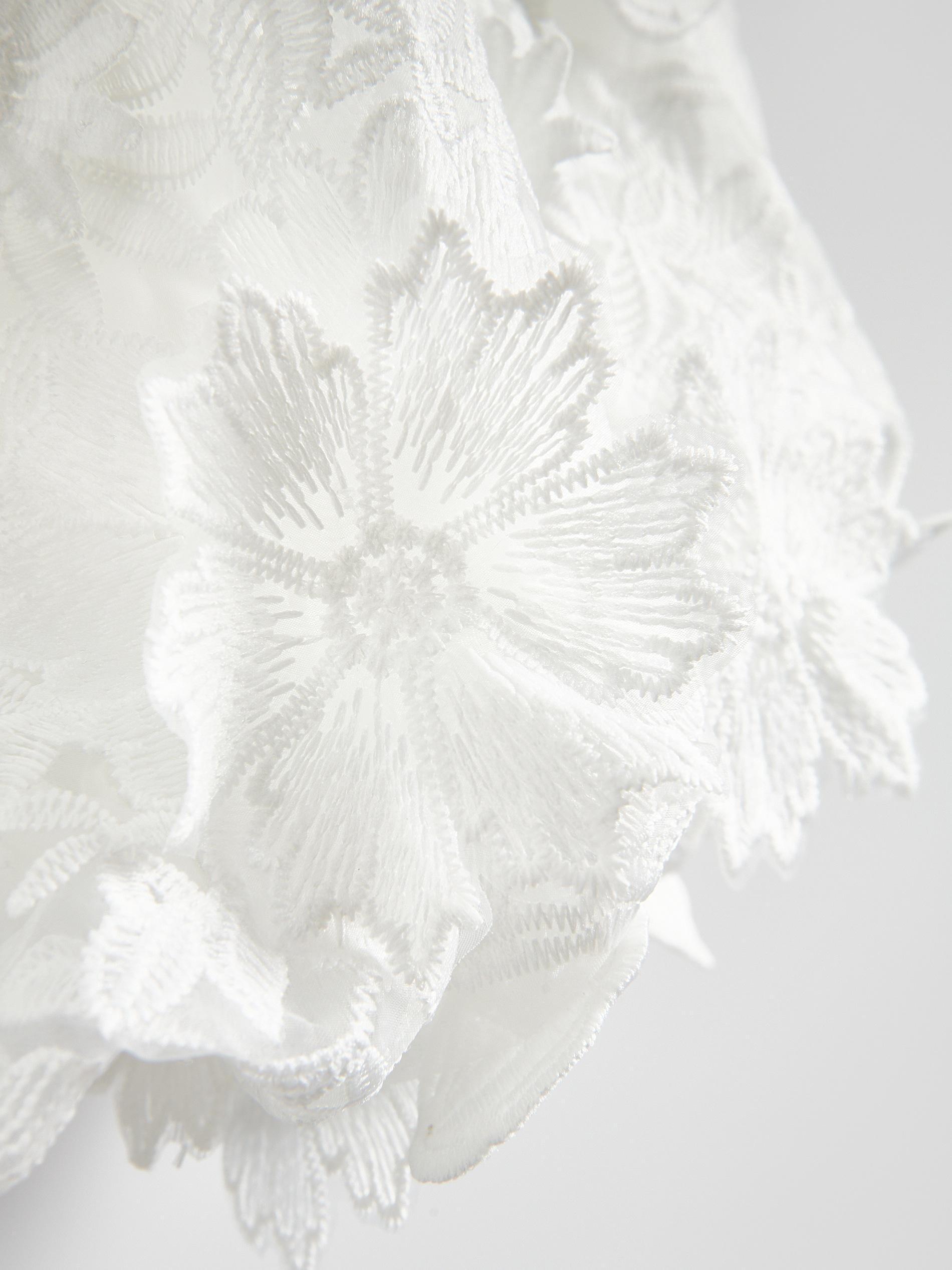White 3D Floral Bubble Skirt, , large image number 5
