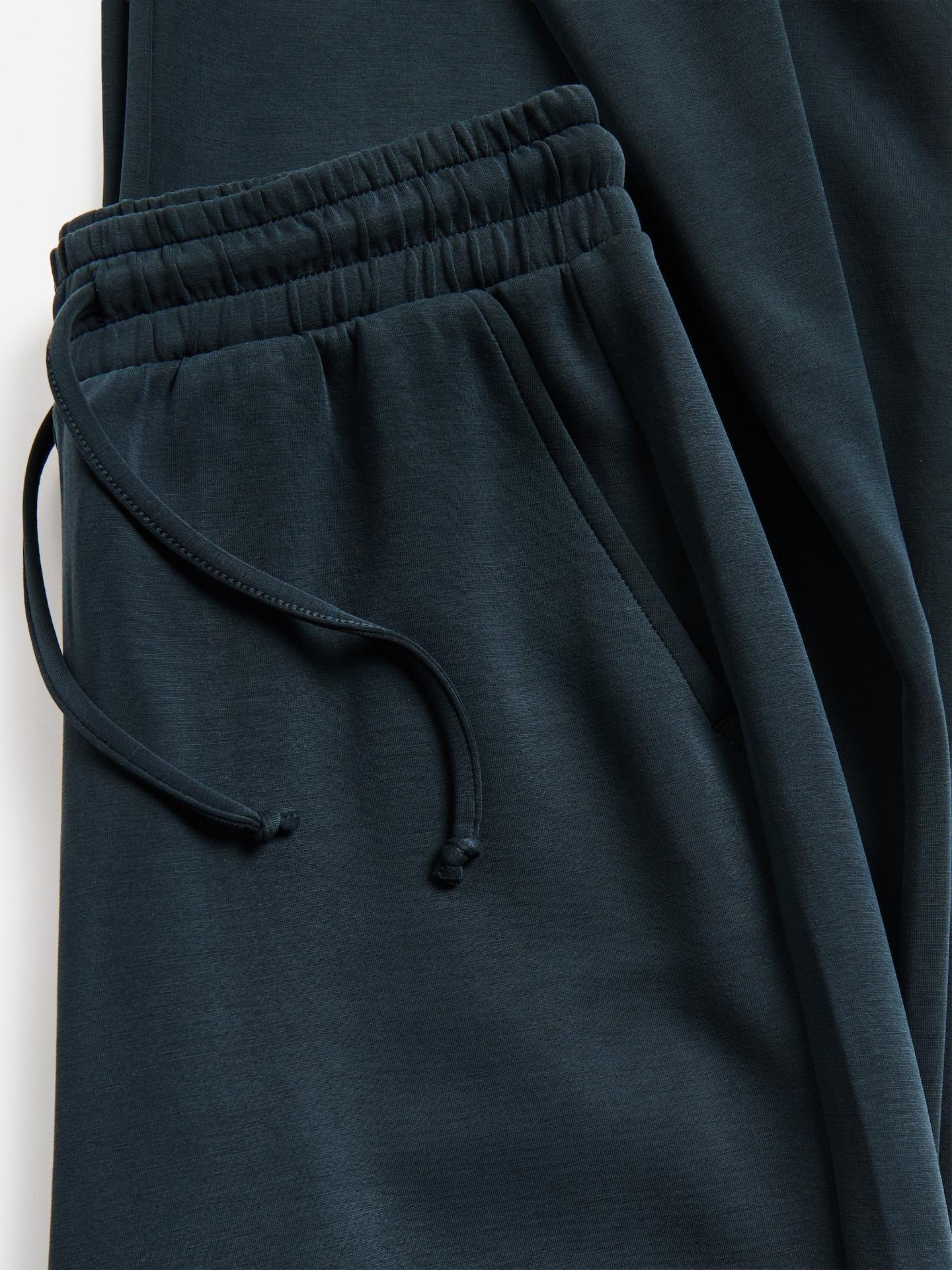 Blue Wide-Leg Modal Blend Trousers, Navy, large image number 4