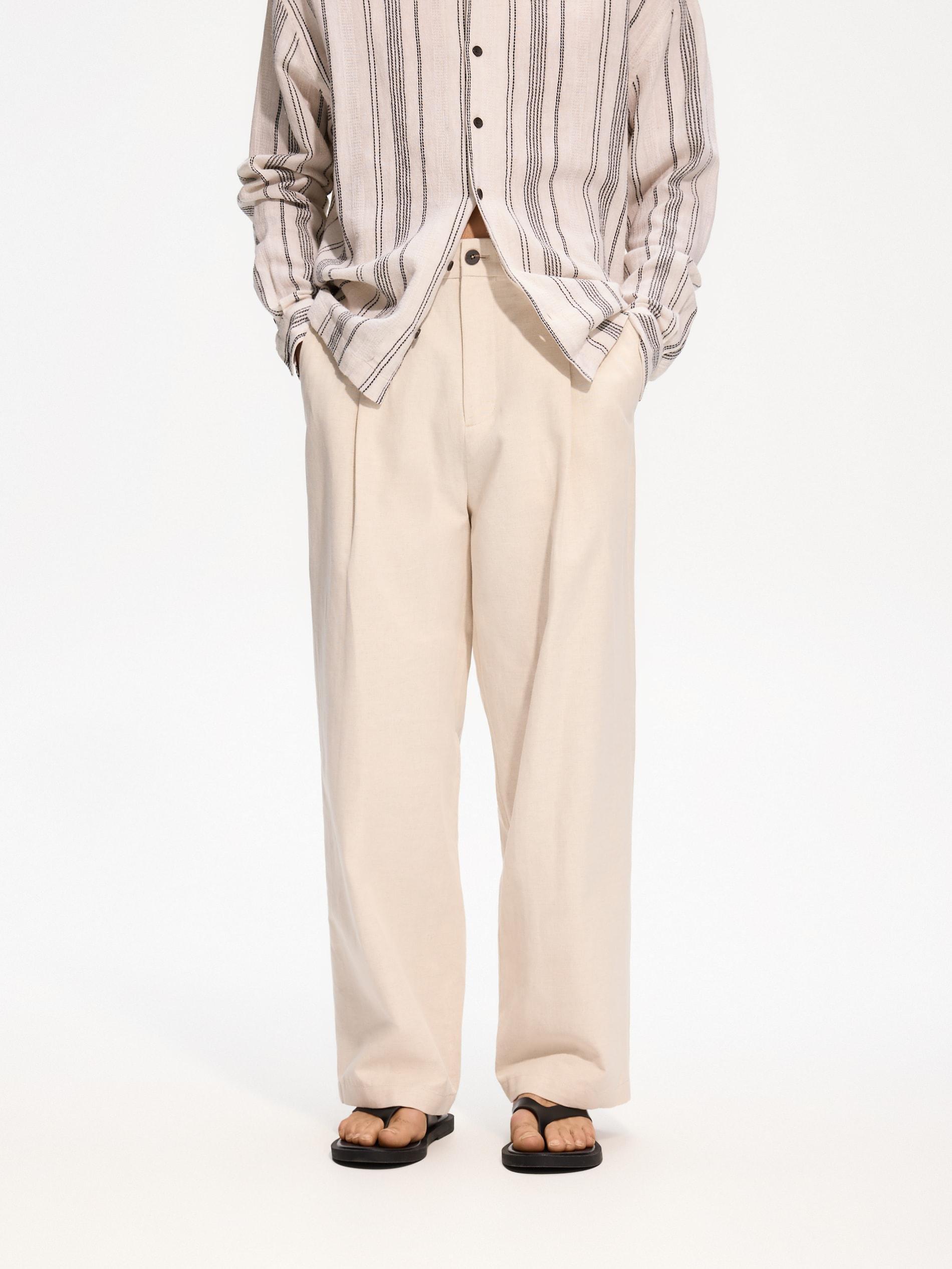 Cream Wide Leg Trousers, Ivory, large image number 0