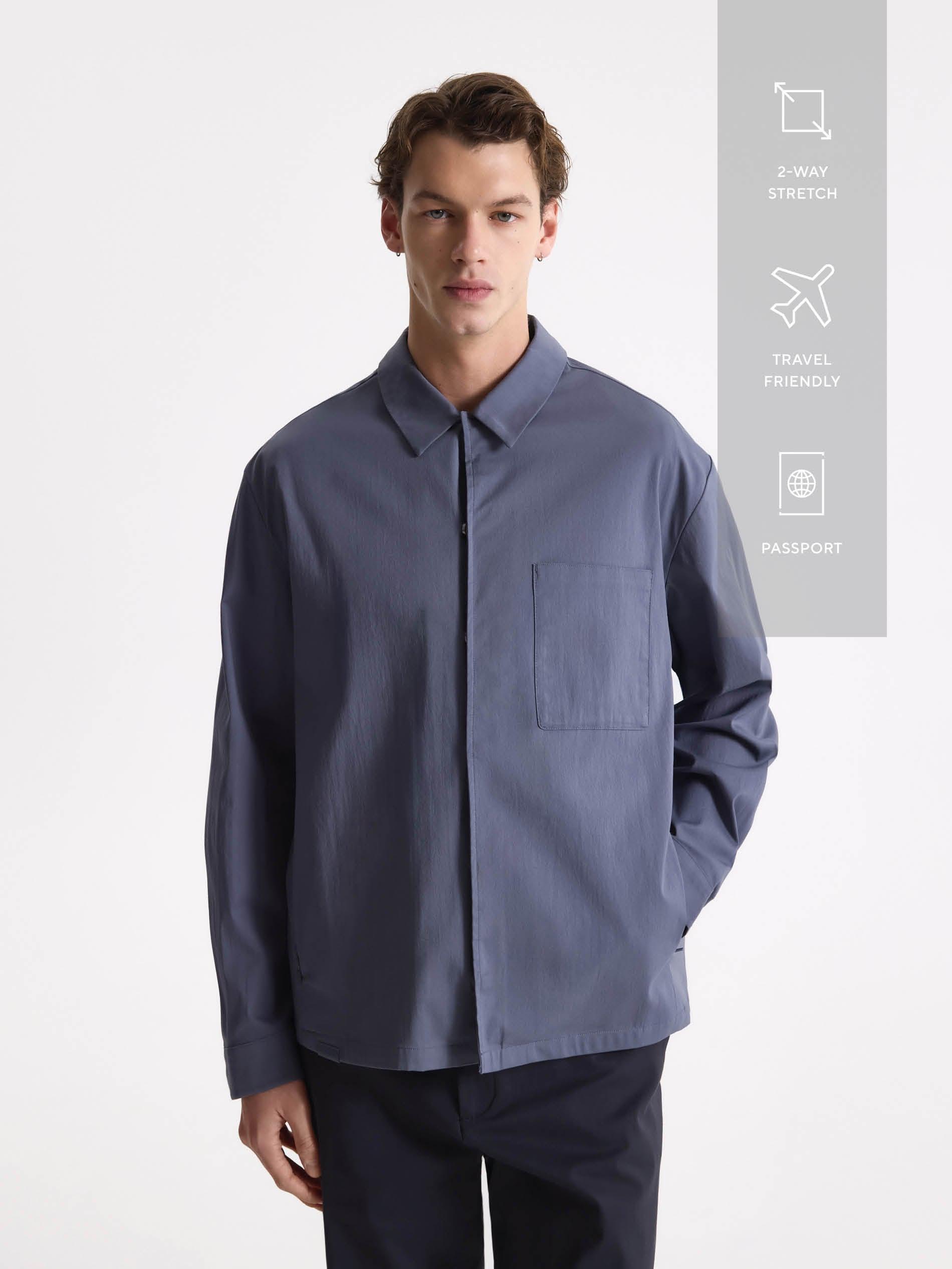 Navy Jacket With Collar, Blue, medium