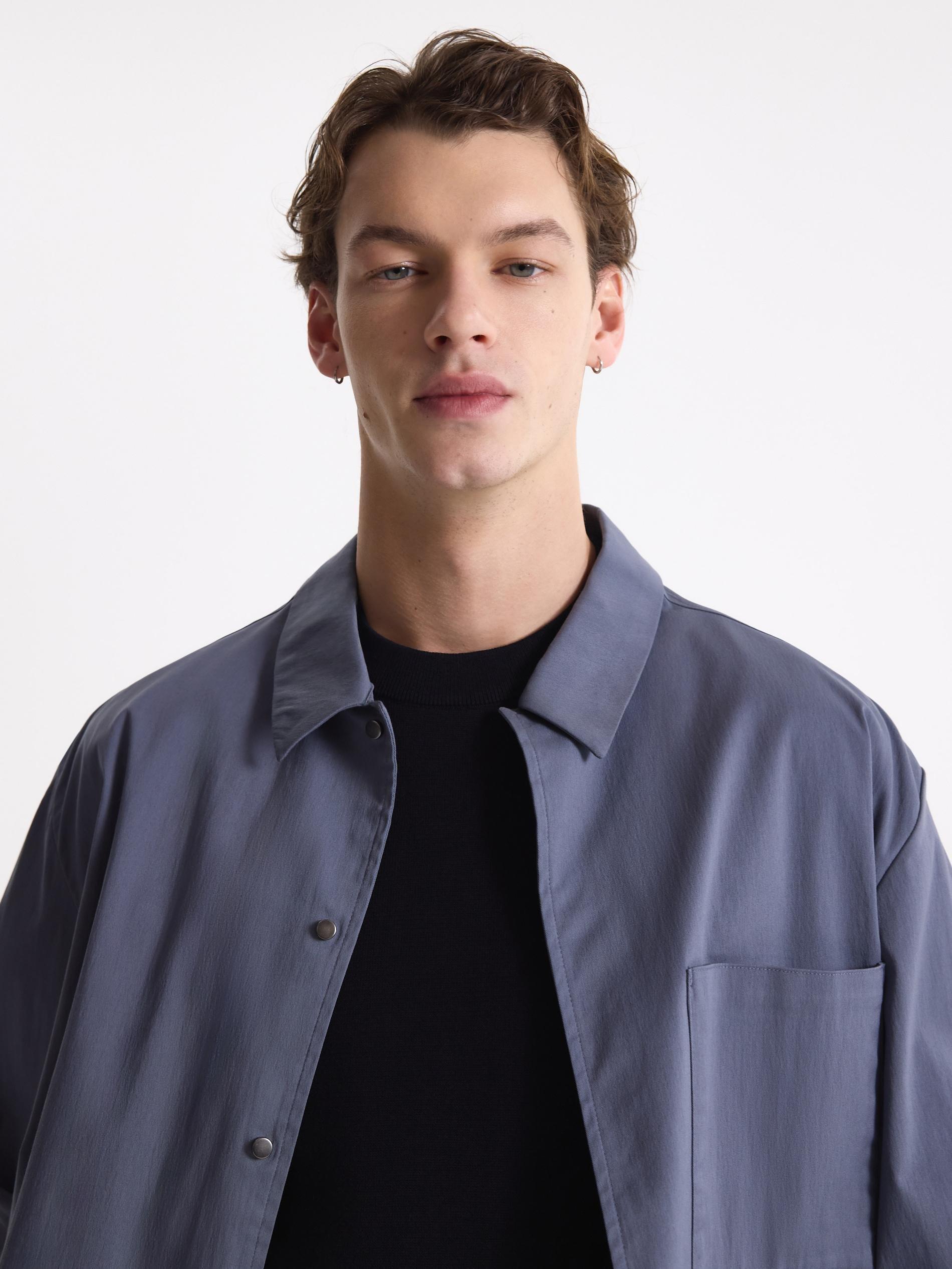 Navy Jacket With Collar, Blue, medium