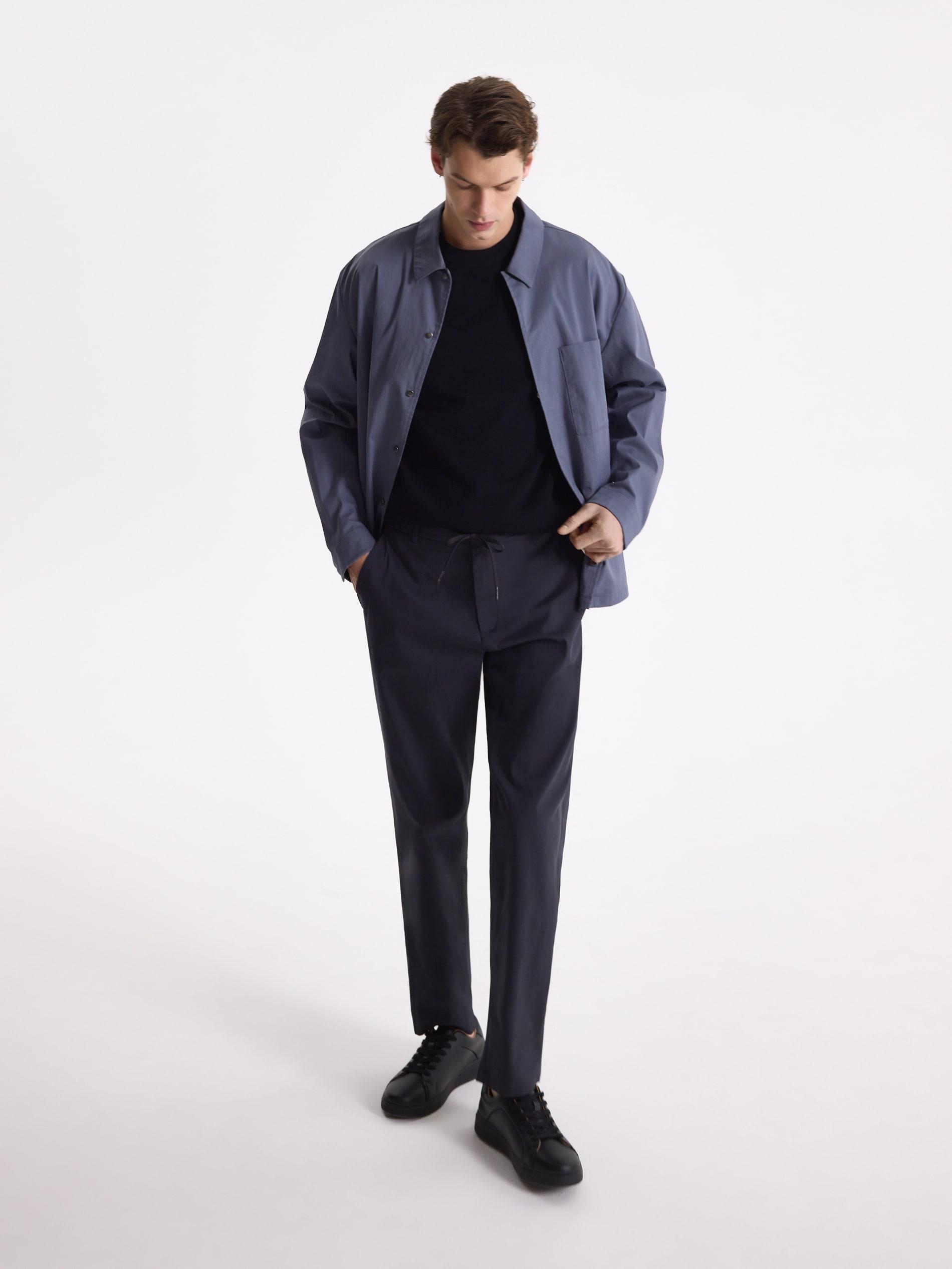 Navy Jacket With Collar, Blue, large image number 3