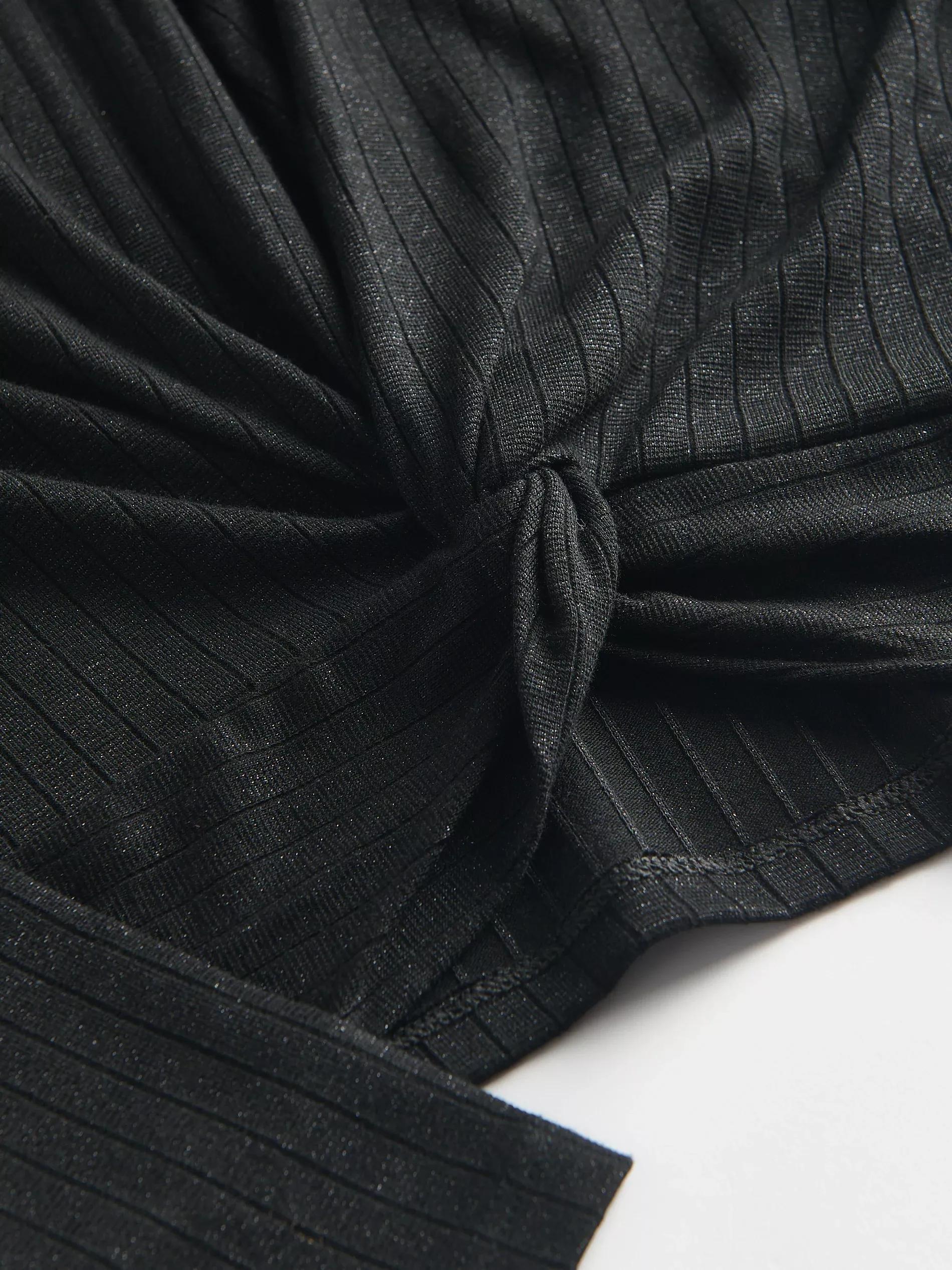Black Blouse With Metallic Thread, , large image number 3