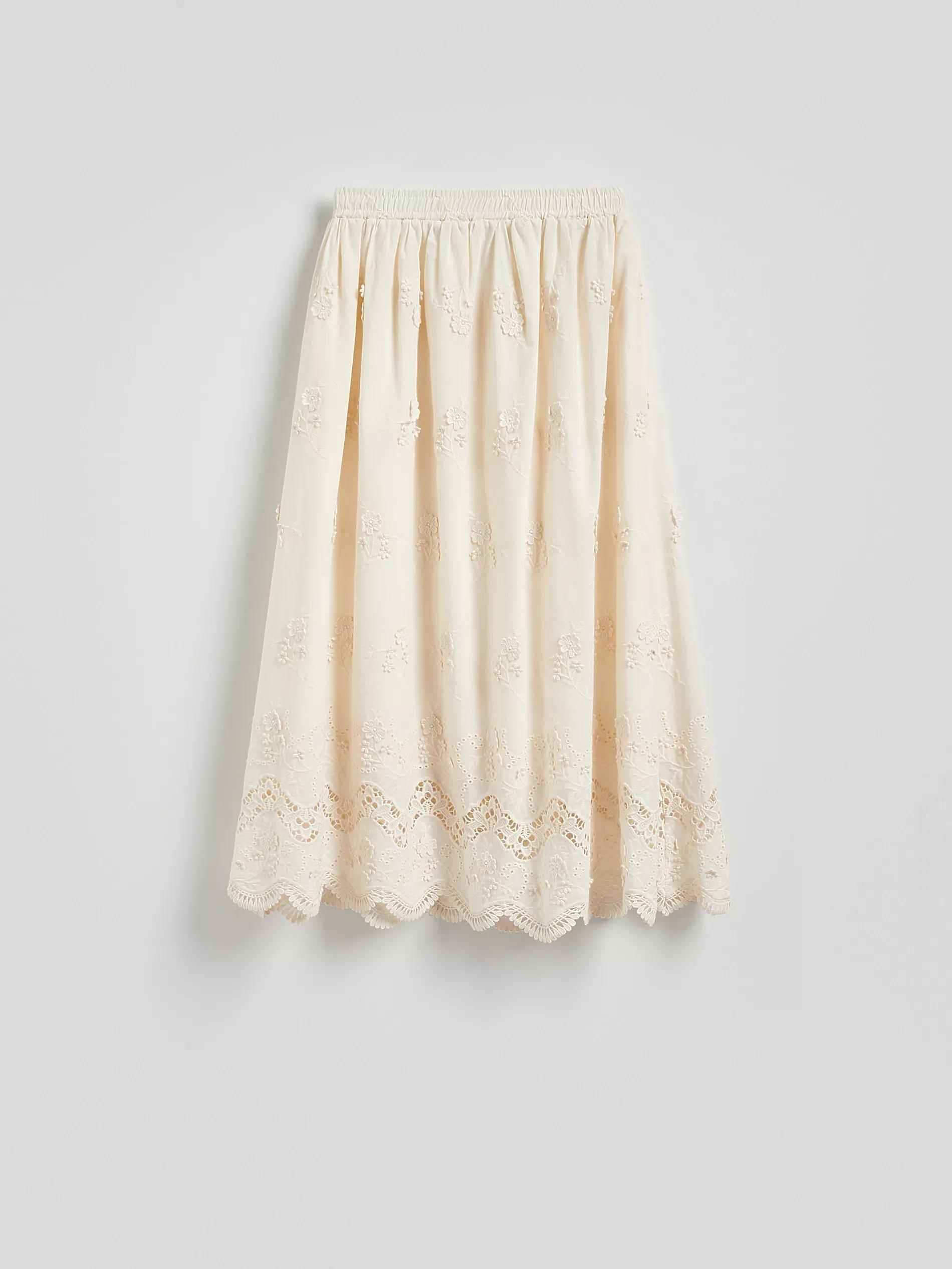 Cream Maxi Skirt With Embroidered Flowers, , large image number 4