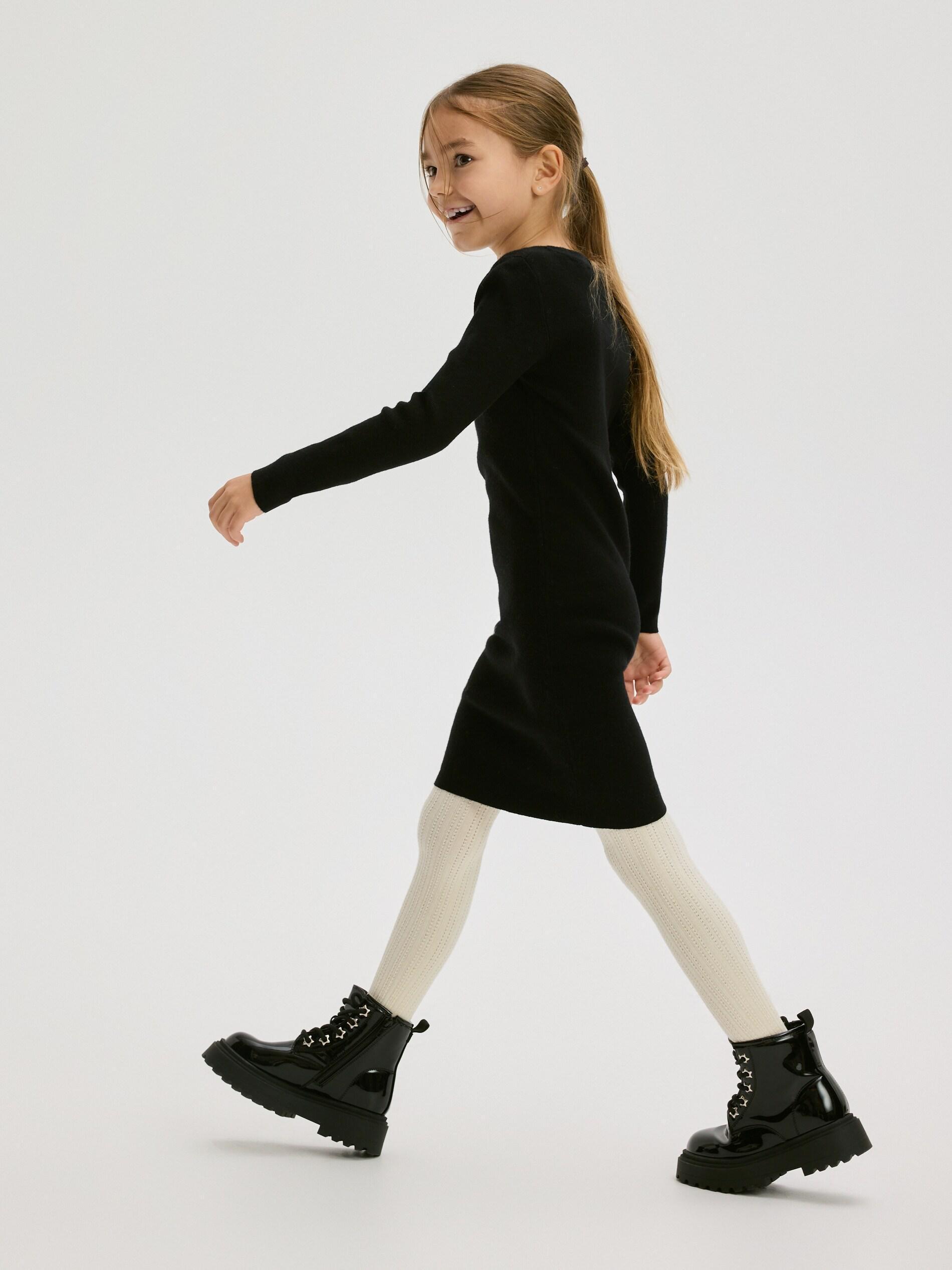 Black Viscose Blend Jersey Dress, Kids Girls, Black, large image number 2