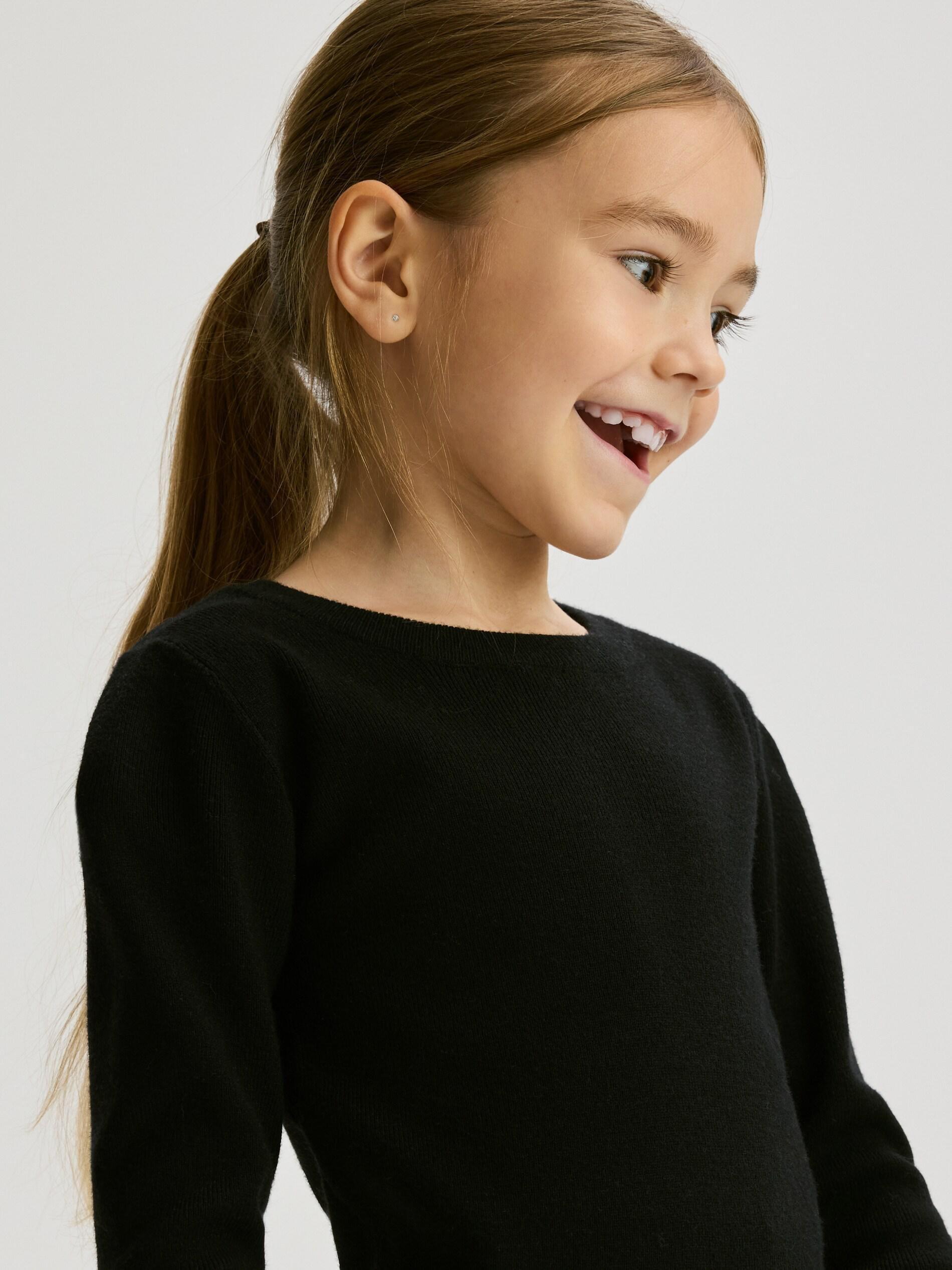 Black Viscose Blend Jersey Dress, Kids Girls, Black, large image number 4
