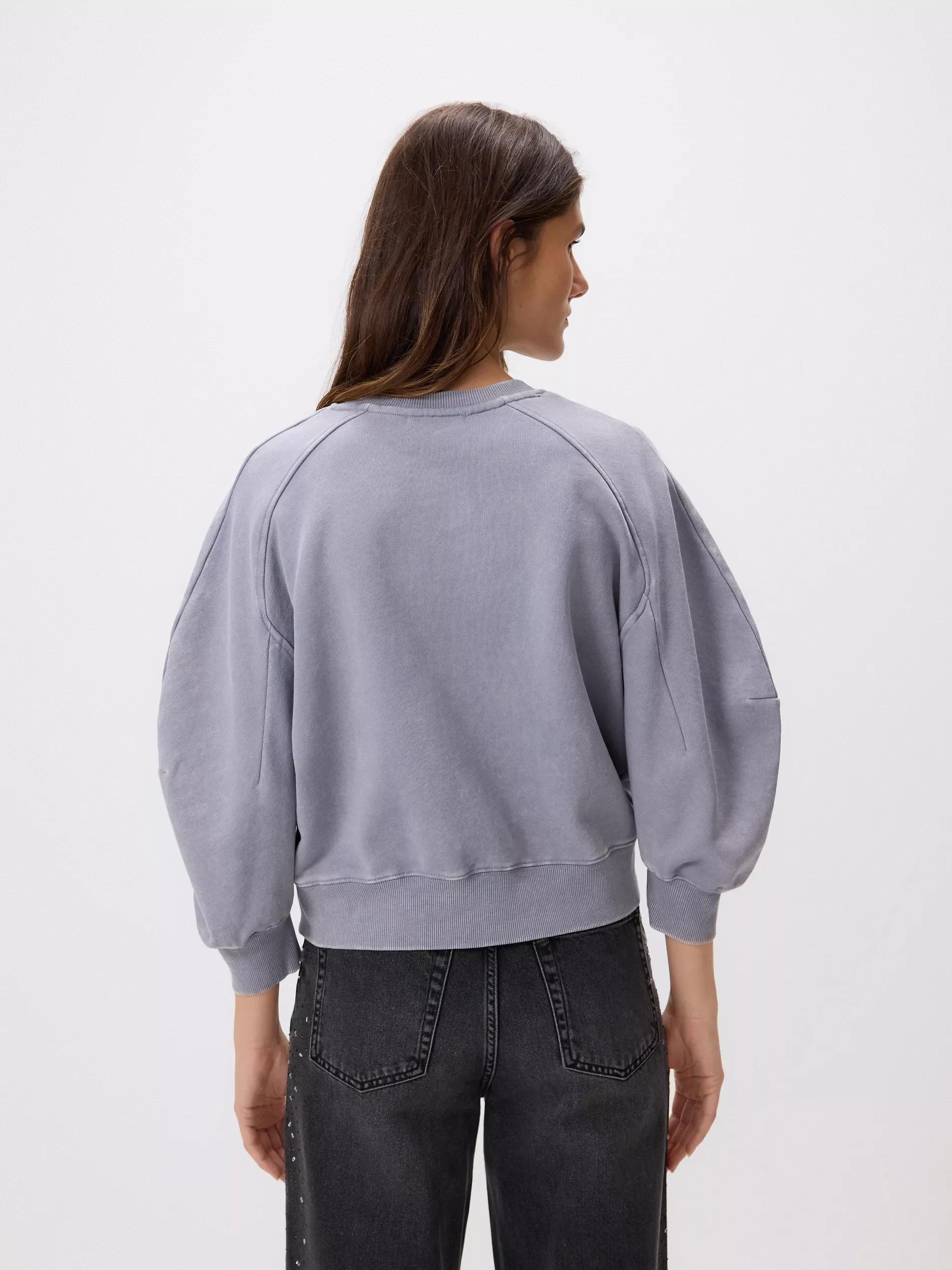 Grey Sweatshirt With Heart Print, Grey, medium