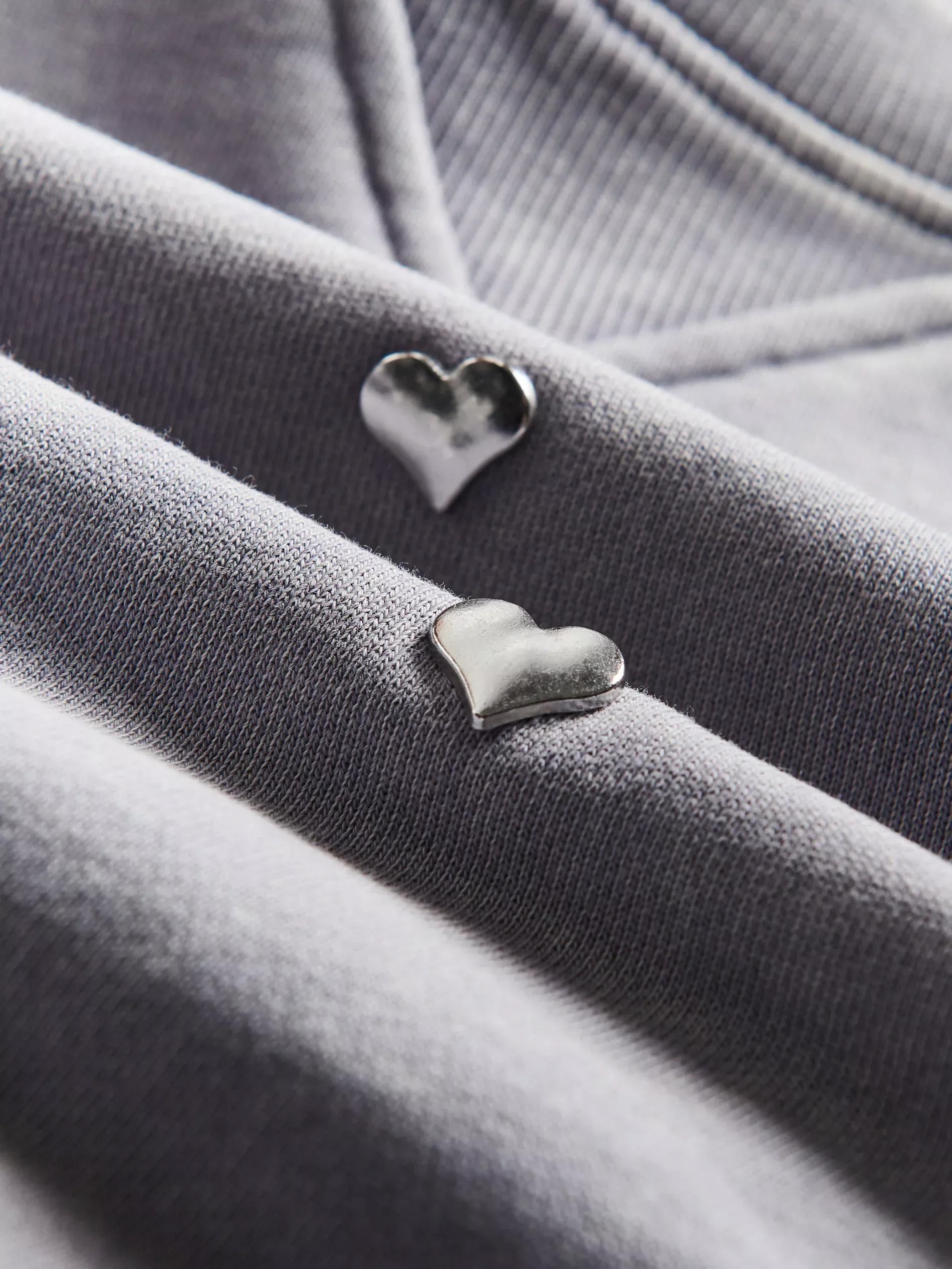 Grey Sweatshirt With Heart Print, Grey, large image number 4