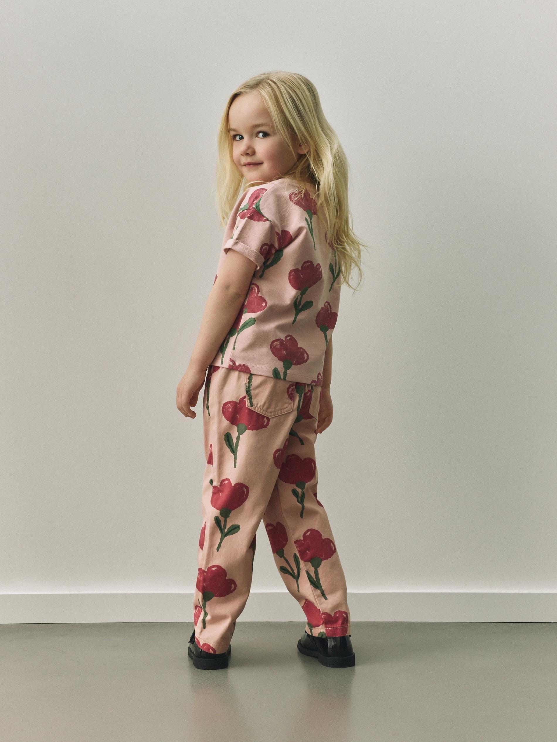 Pink Patterned Trousers, Pink, large image number 1