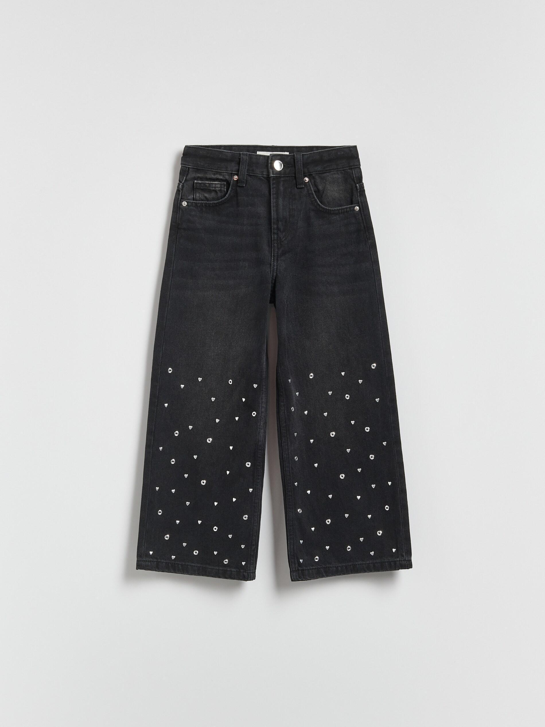 Black Jeans Trousers, Kids Girls, Black, large image number 0