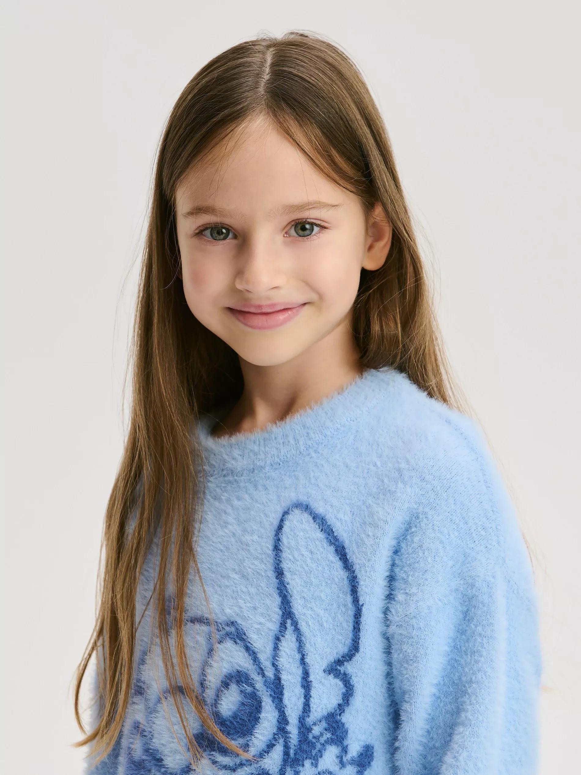 Blue Sweater, Kids Girl, Blue, large image number 4