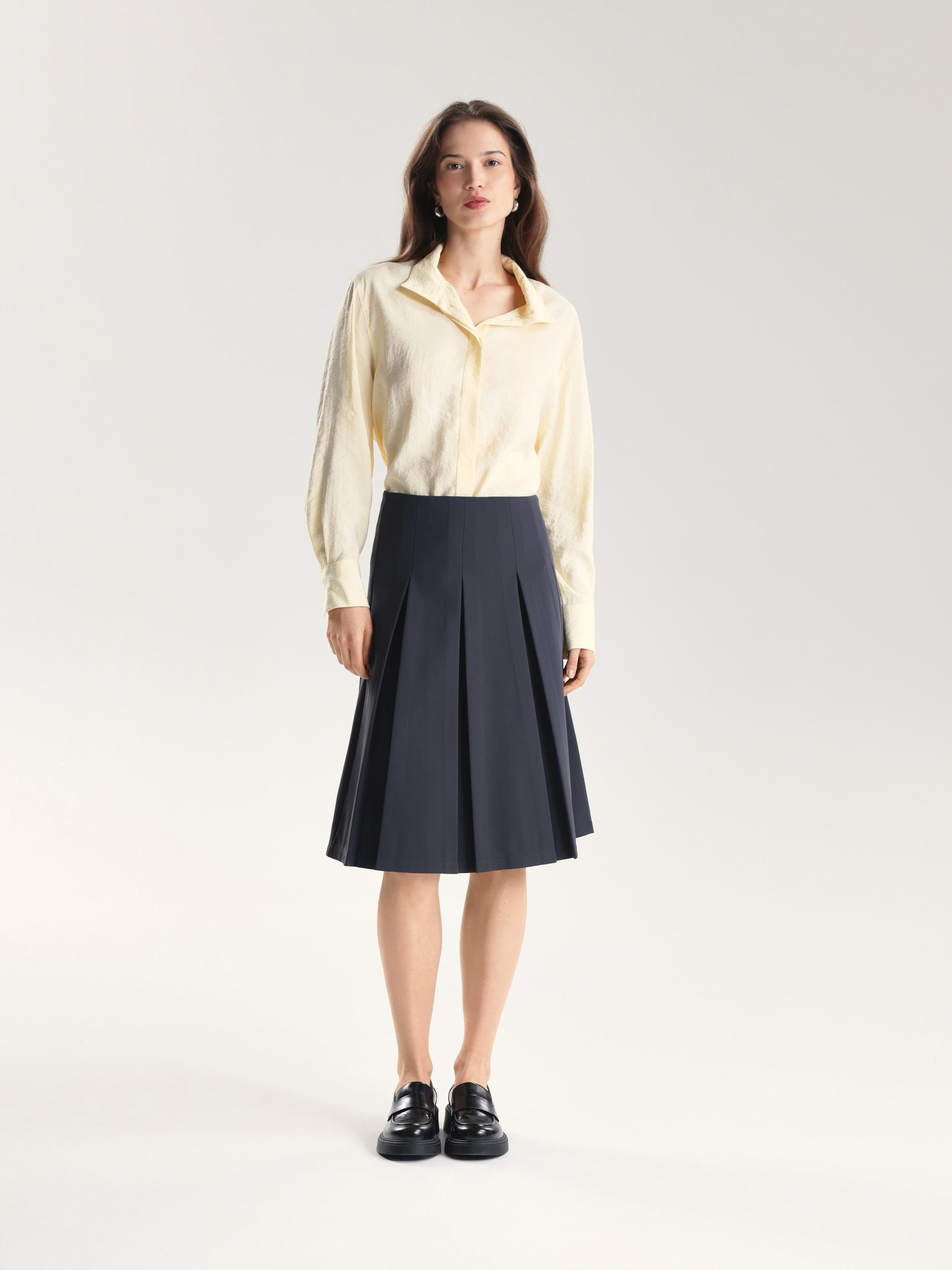 Green Flared Midi Skirt, Green, medium