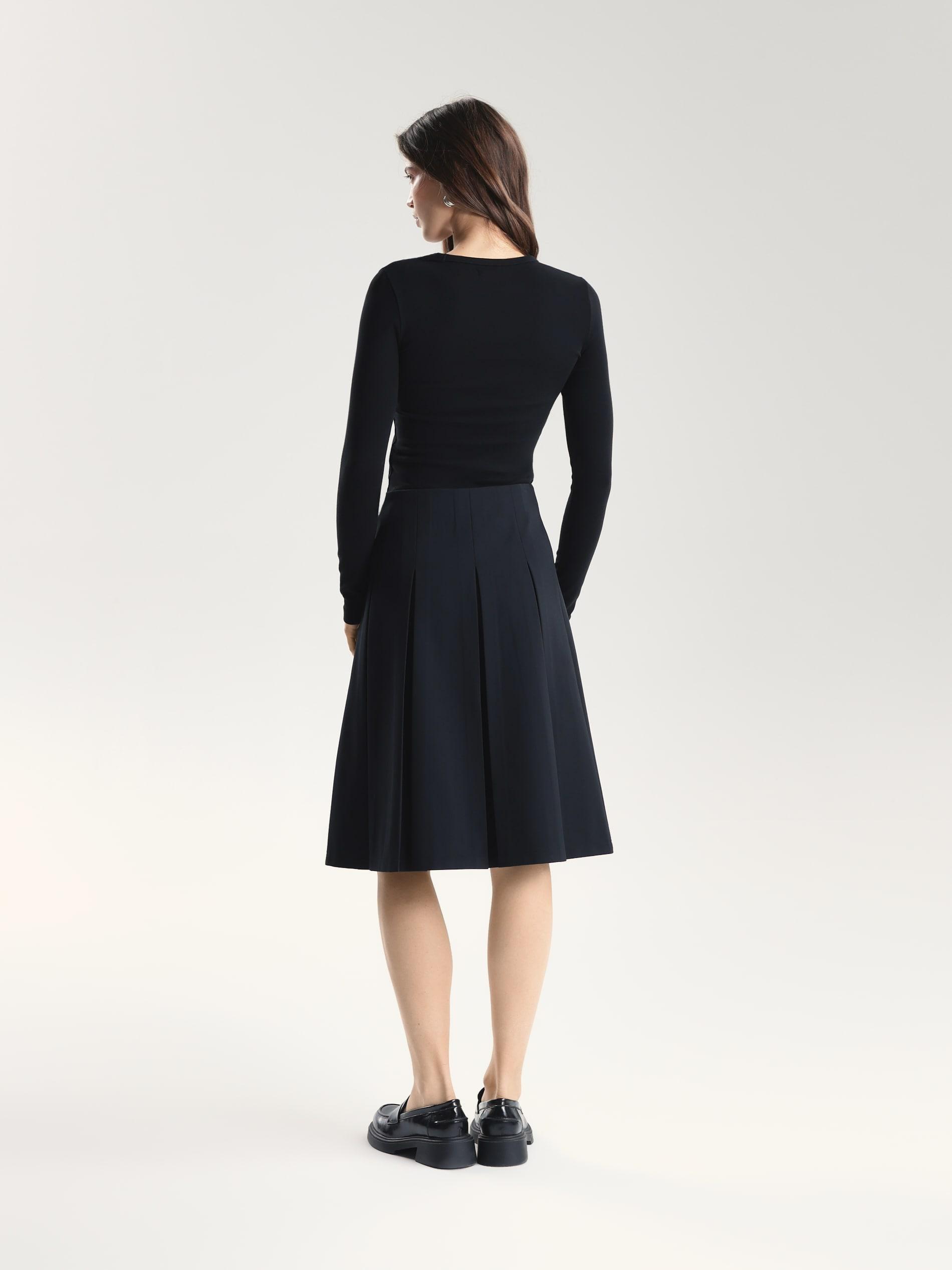 Black Flared Midi Skirt, Black, large image number 2