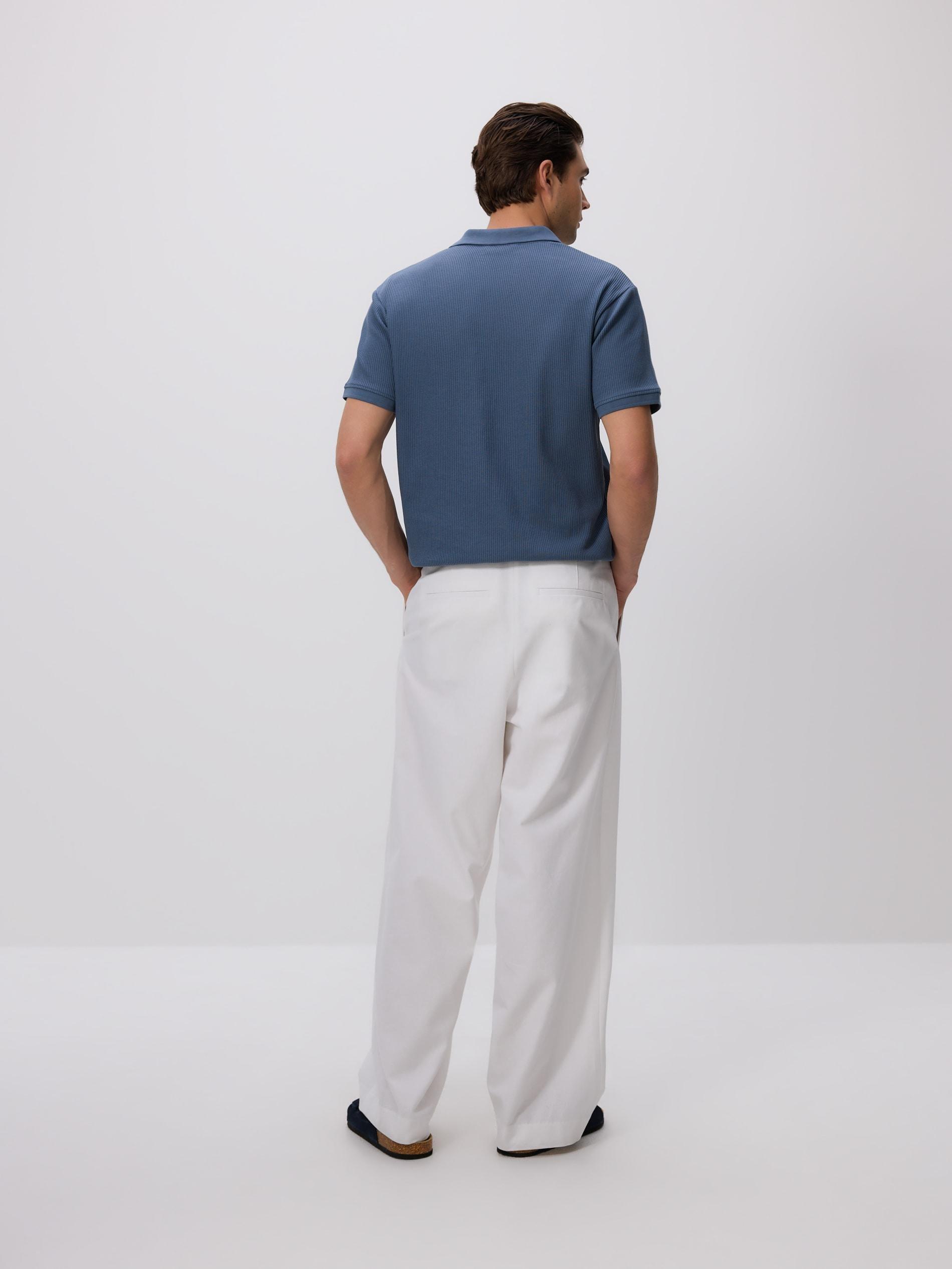 White Loose-Fit Trousers With A Linen Blend, , large image number 2