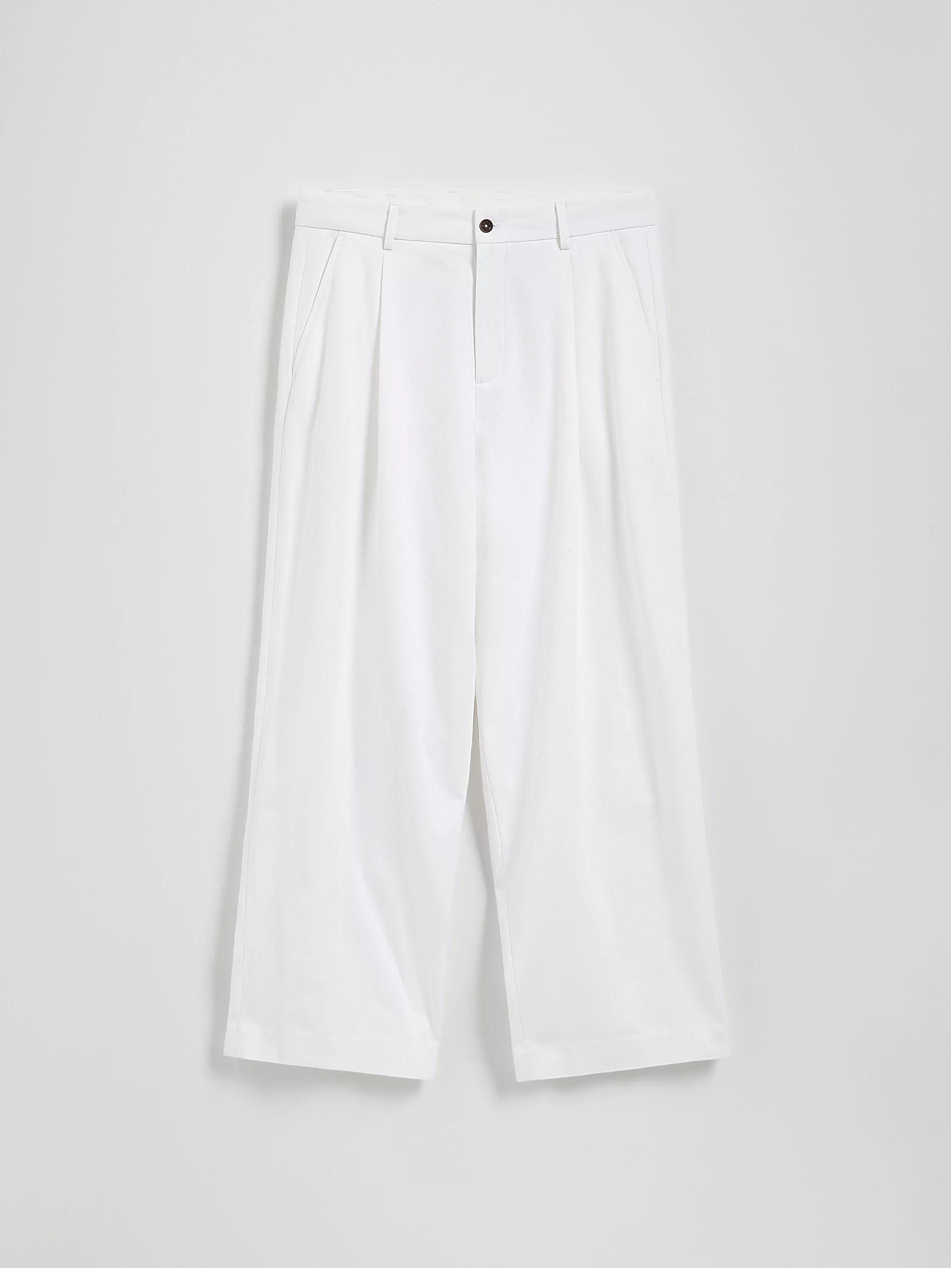White Loose-Fit Trousers With A Linen Blend, , large image number 3