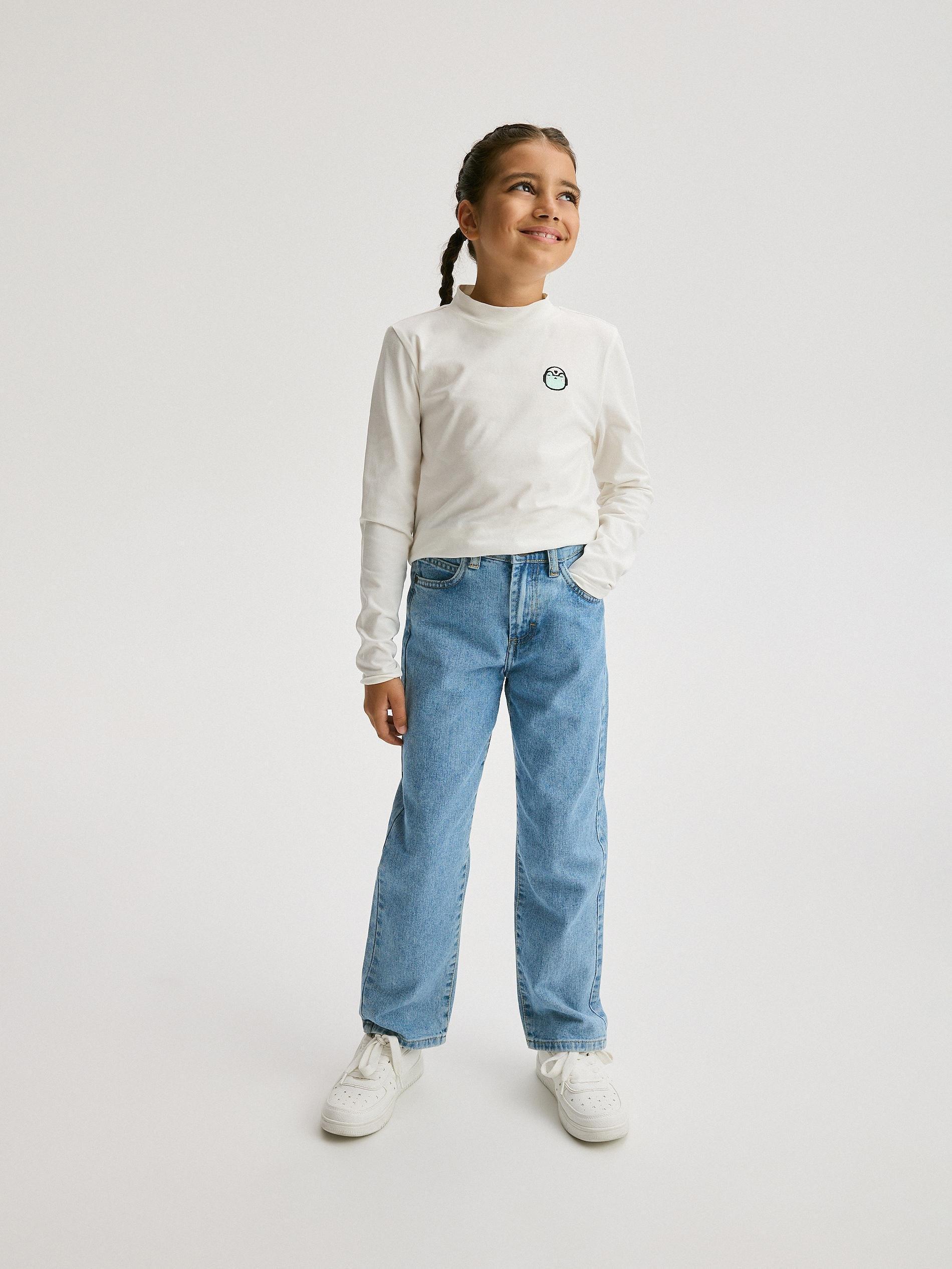 Cream Detailed Round Neck T-Shirtm, Kids Girls, , large image number 2