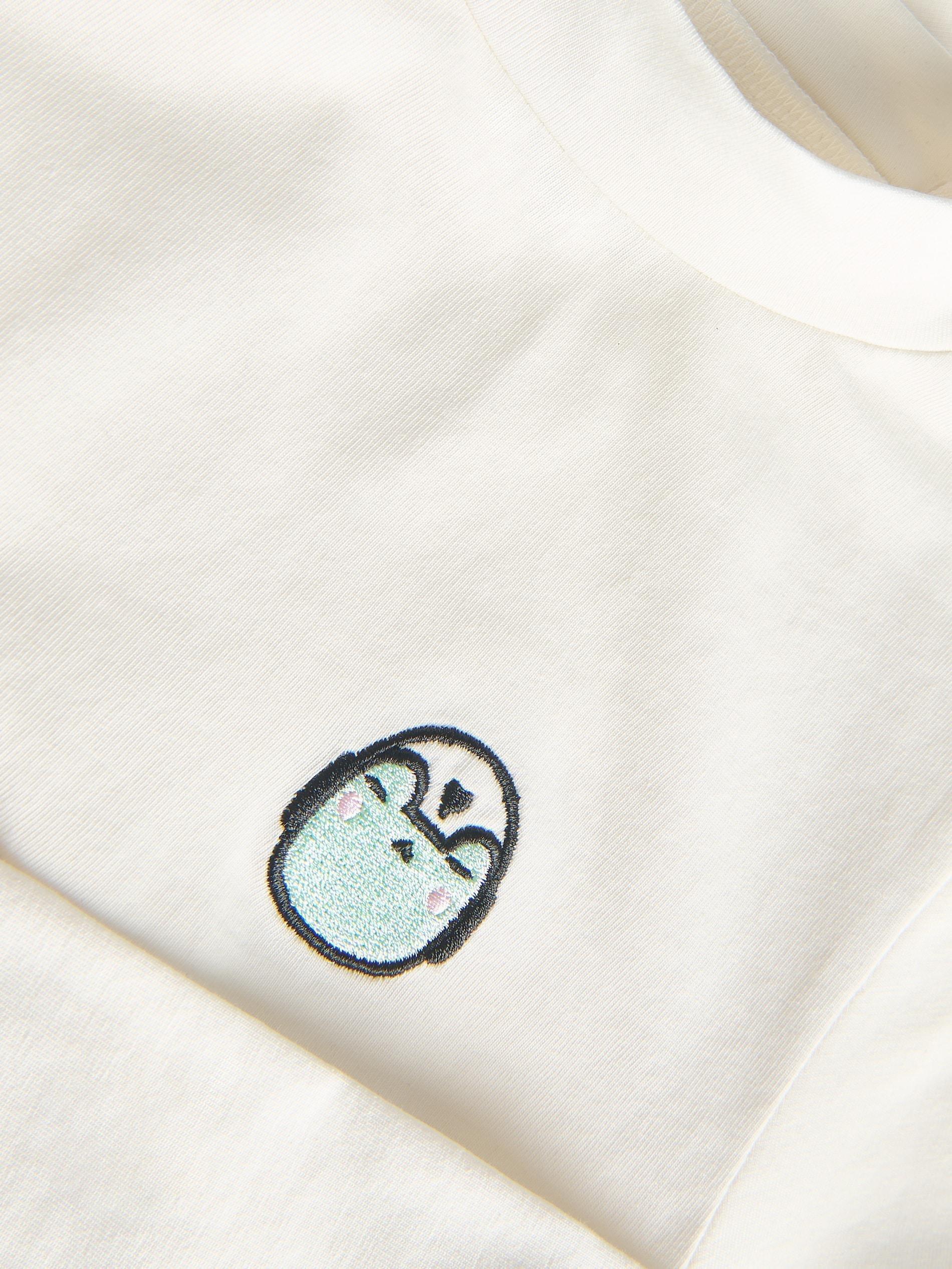 Cream Detailed Round Neck T-Shirtm, Kids Girls, , large image number 4