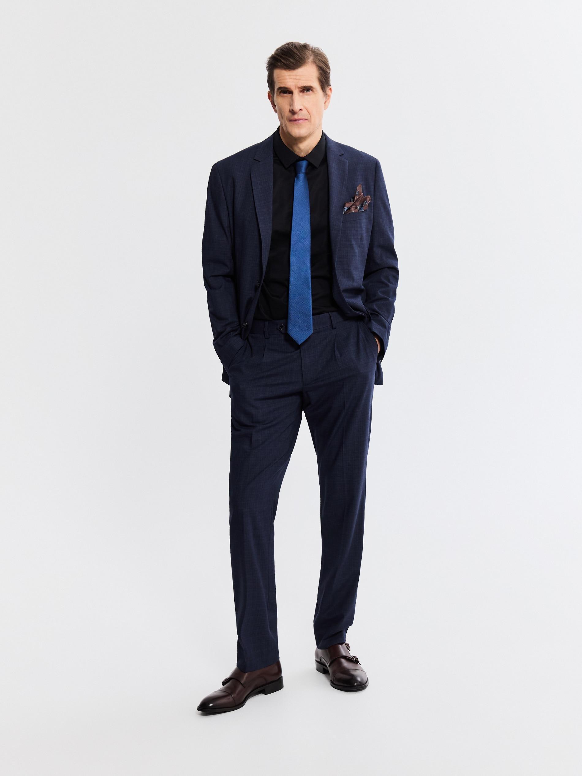 Navy Slim Fit Suit Trousers, Navy, large image number 1
