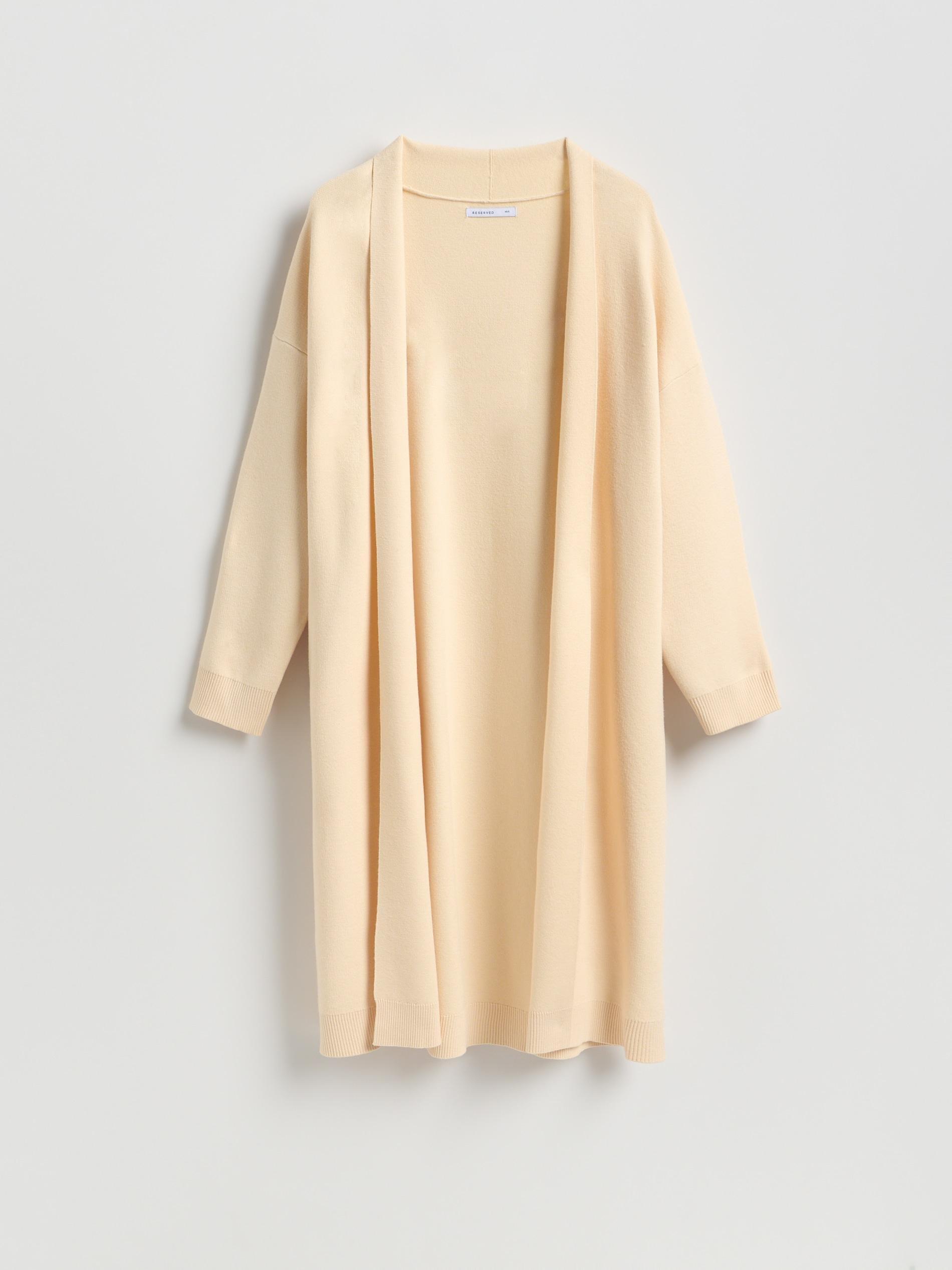 Beige Viscose Blend Longline Cardigan, Ivory, large image number 0