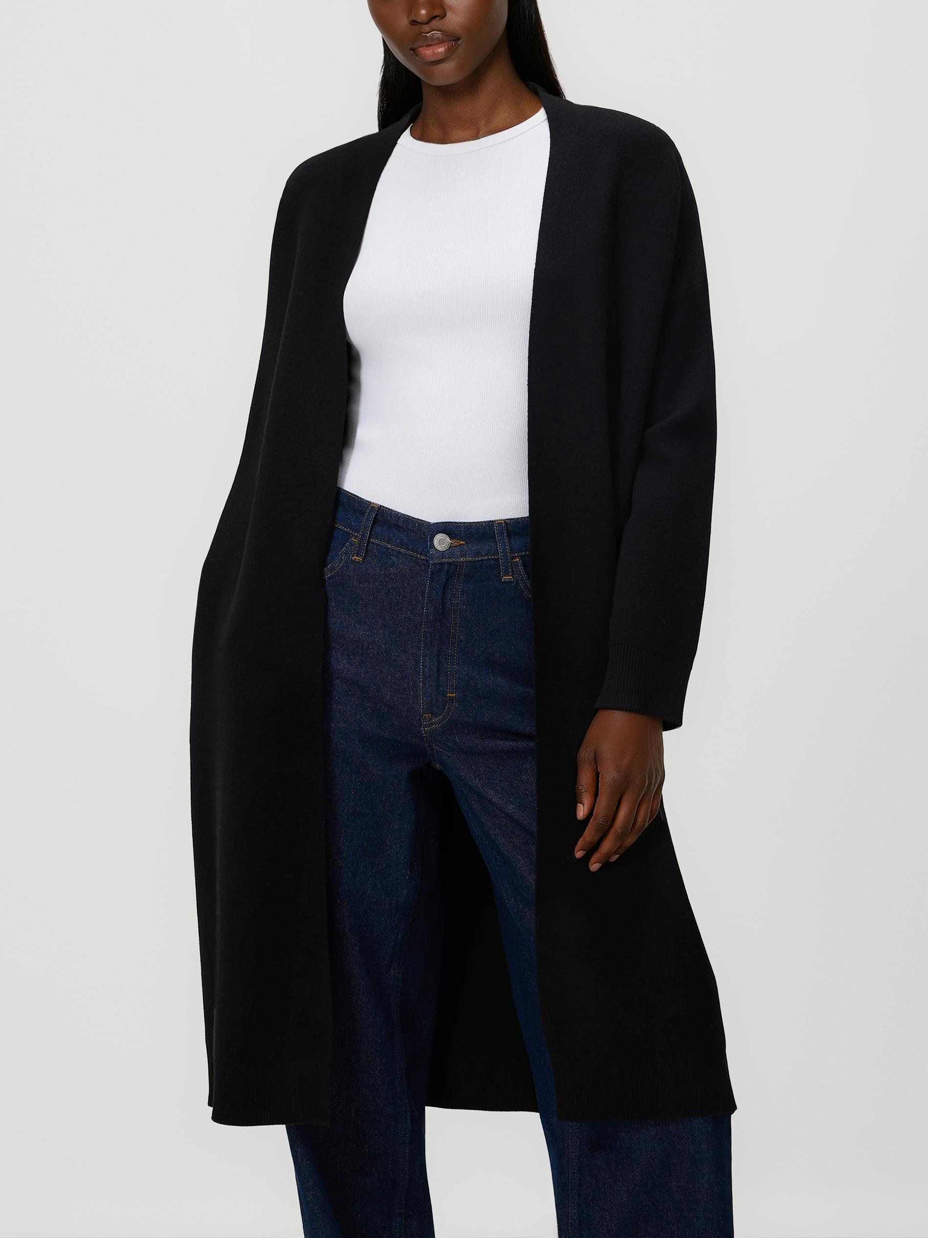 Black Viscose Blend Longline Cardigan, Black, medium