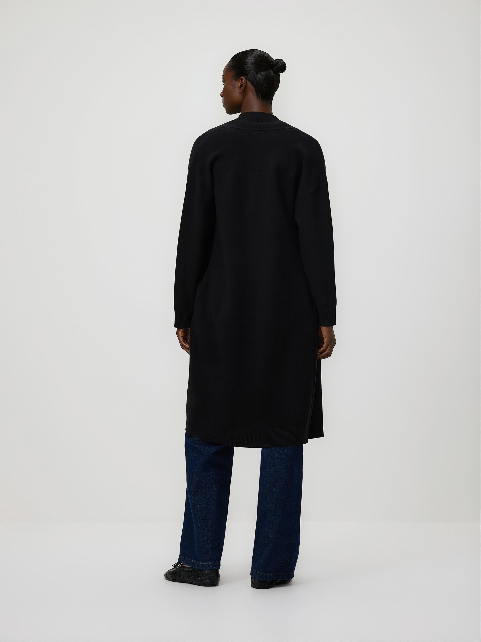 Black Viscose Blend Longline Cardigan, Black, medium