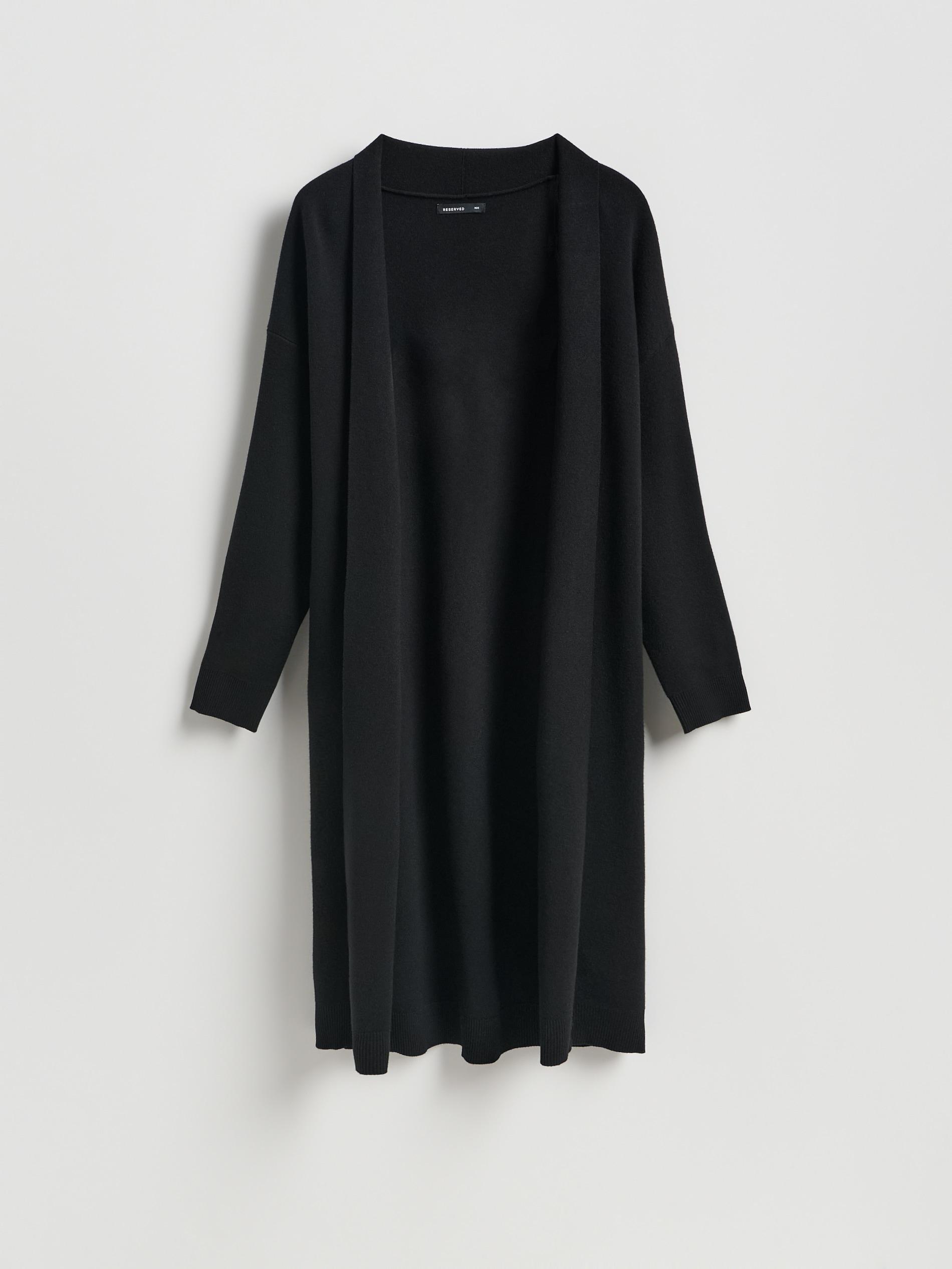Black Viscose Blend Longline Cardigan, Black, large image number 3