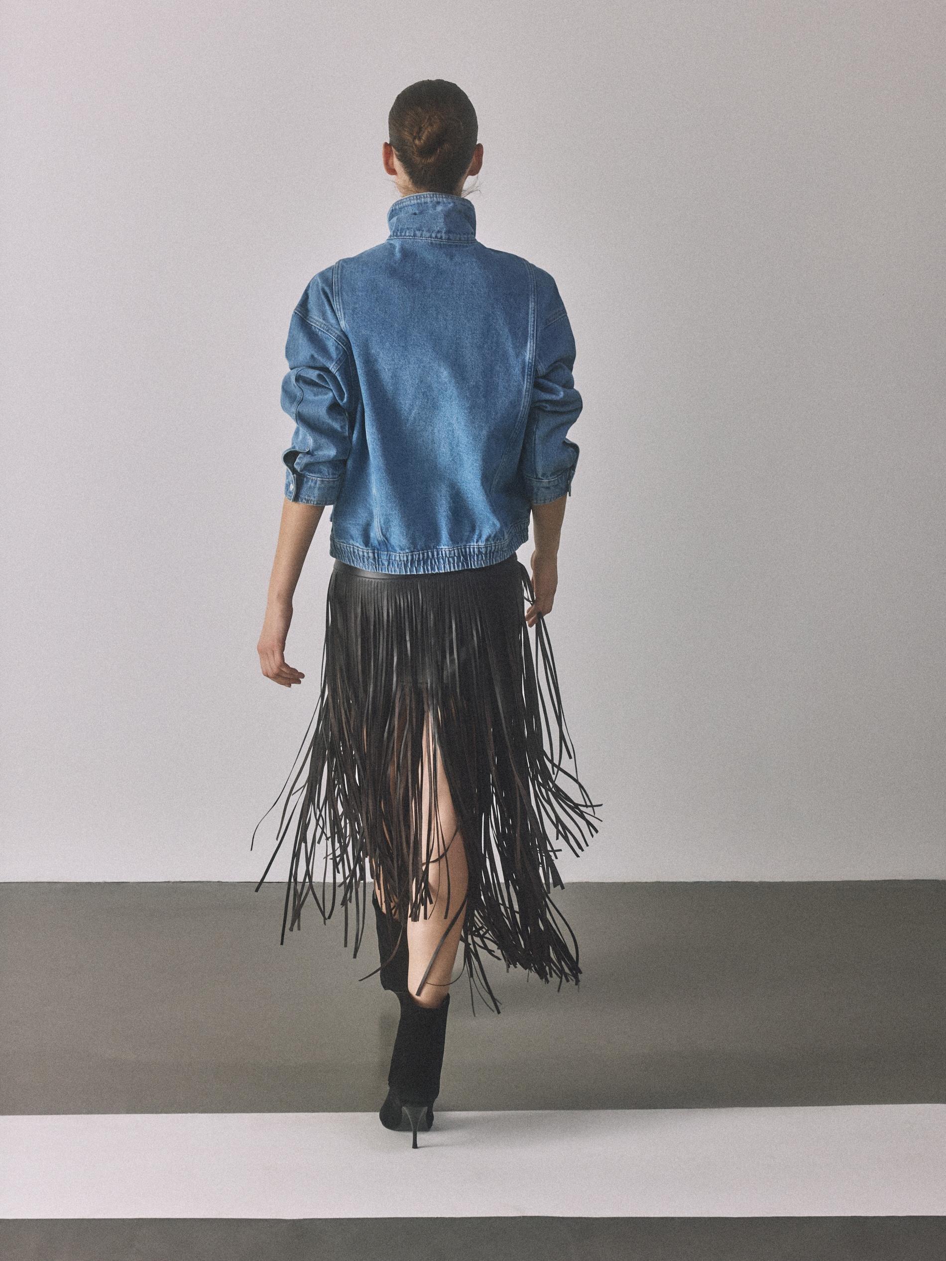 Blue Jeans Denim Jacket With Stand Up Collar, Blue, large image number 7