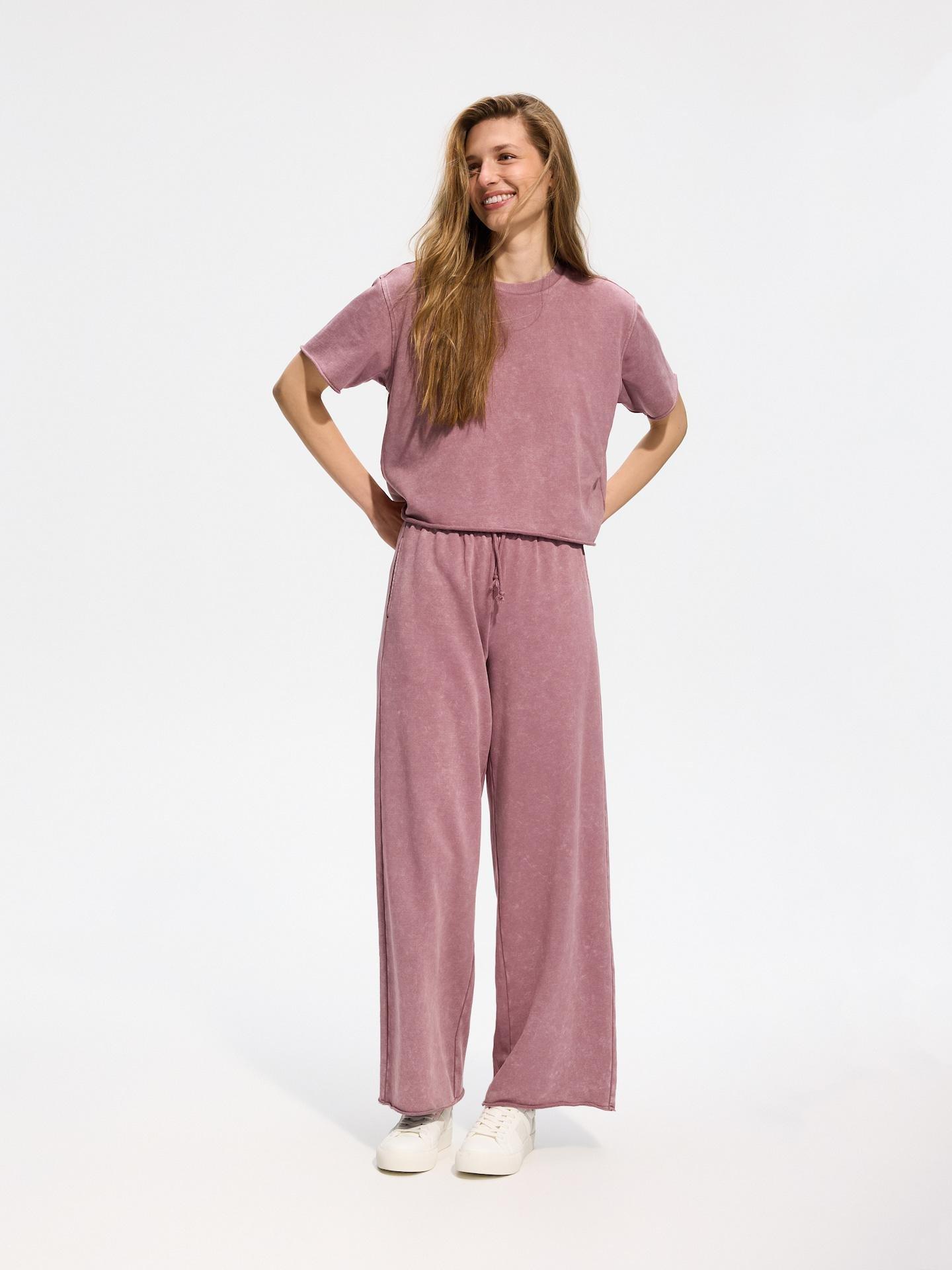 Pink Sweatpants With Wash Effect, Pink, medium