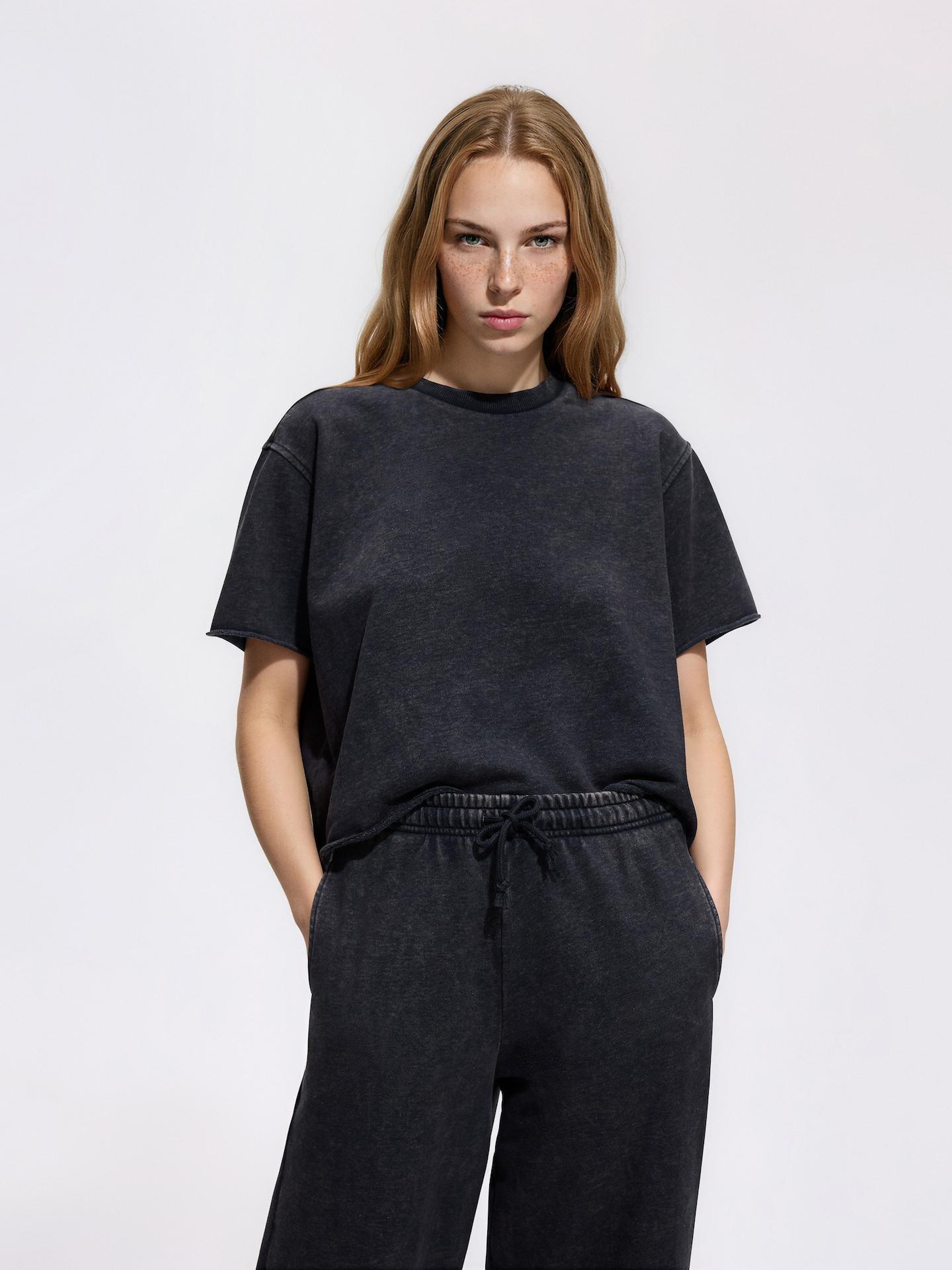 Grey Sweatpants With Wash Effect, Grey, medium