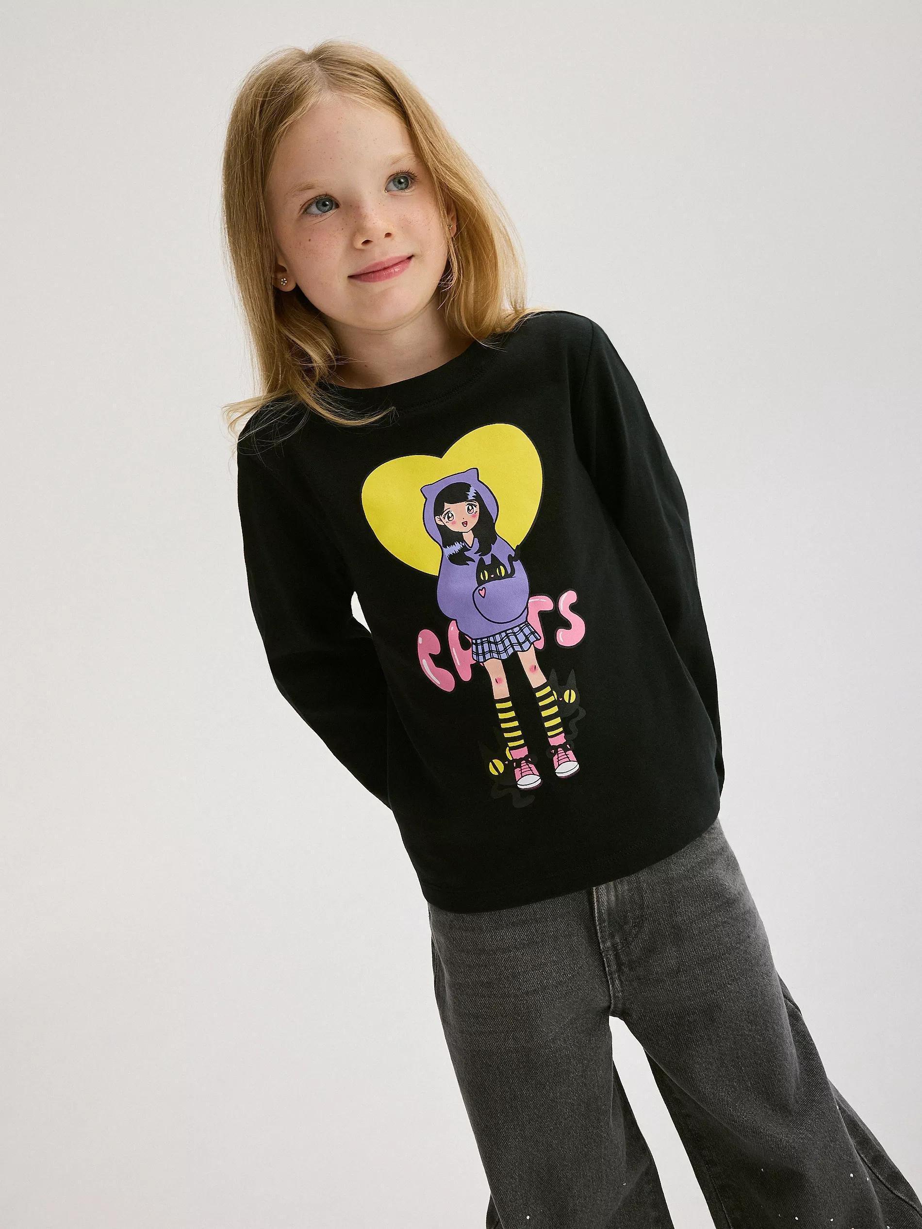 Black T-Shirt With Print, , large image number 4