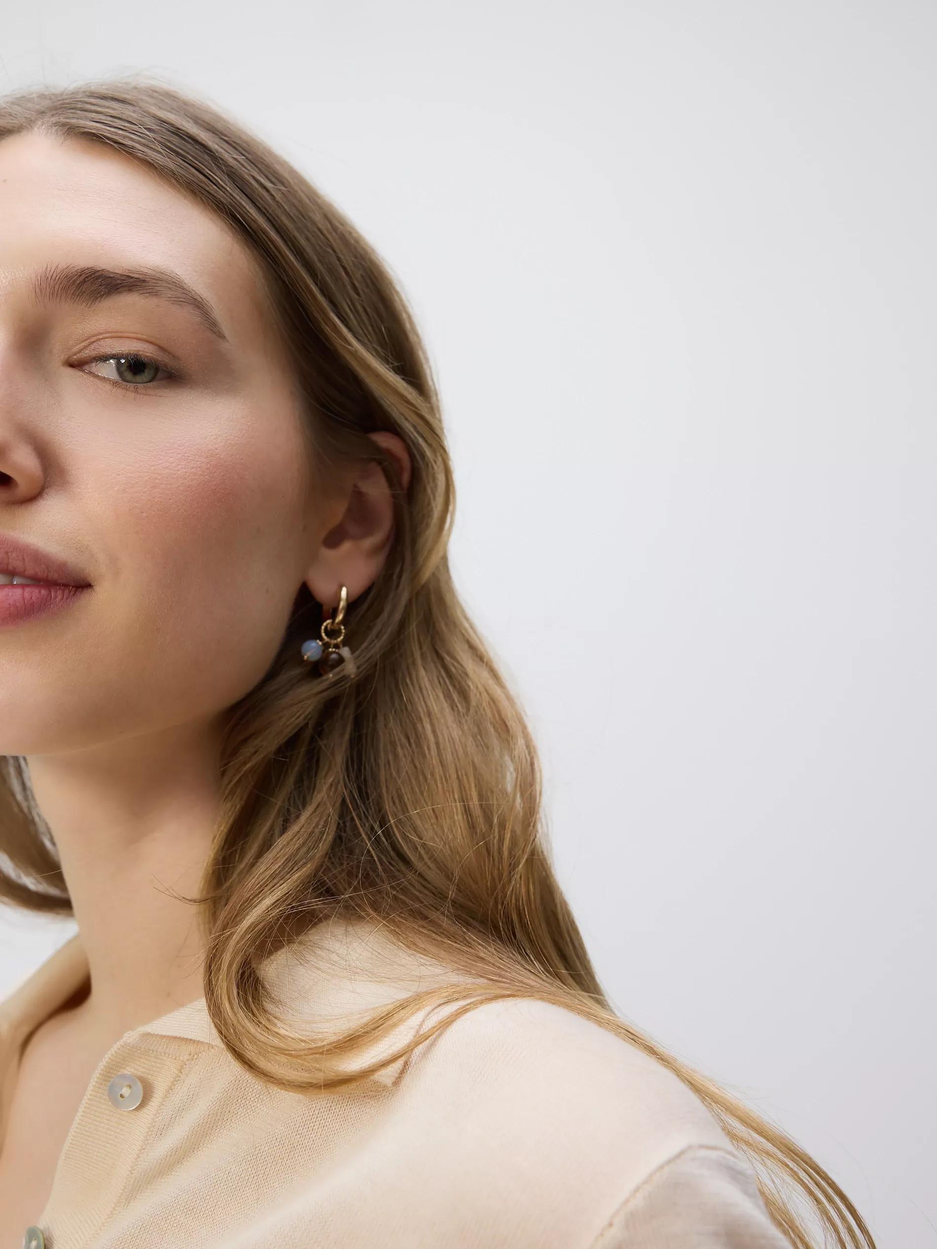 Multicolour Set Of Earrings With Natural Stones, Multicolor, large image number 3