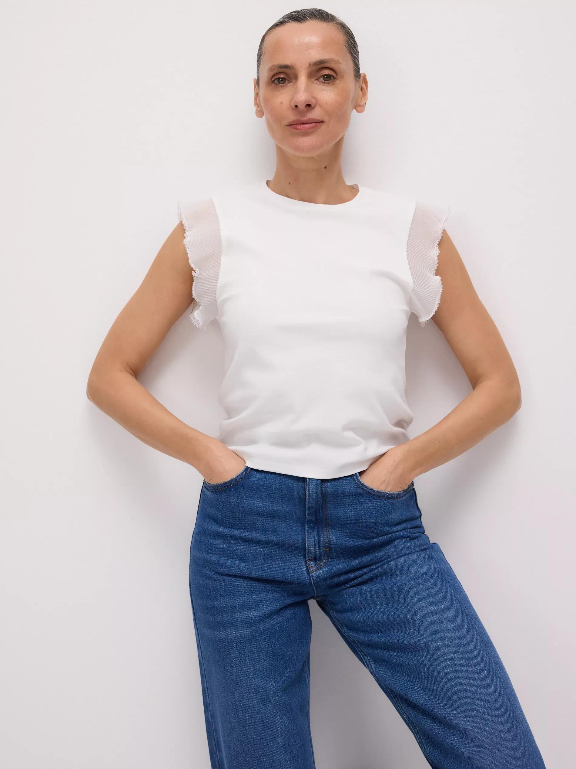 White Blouse With Decorative Insert, White, medium