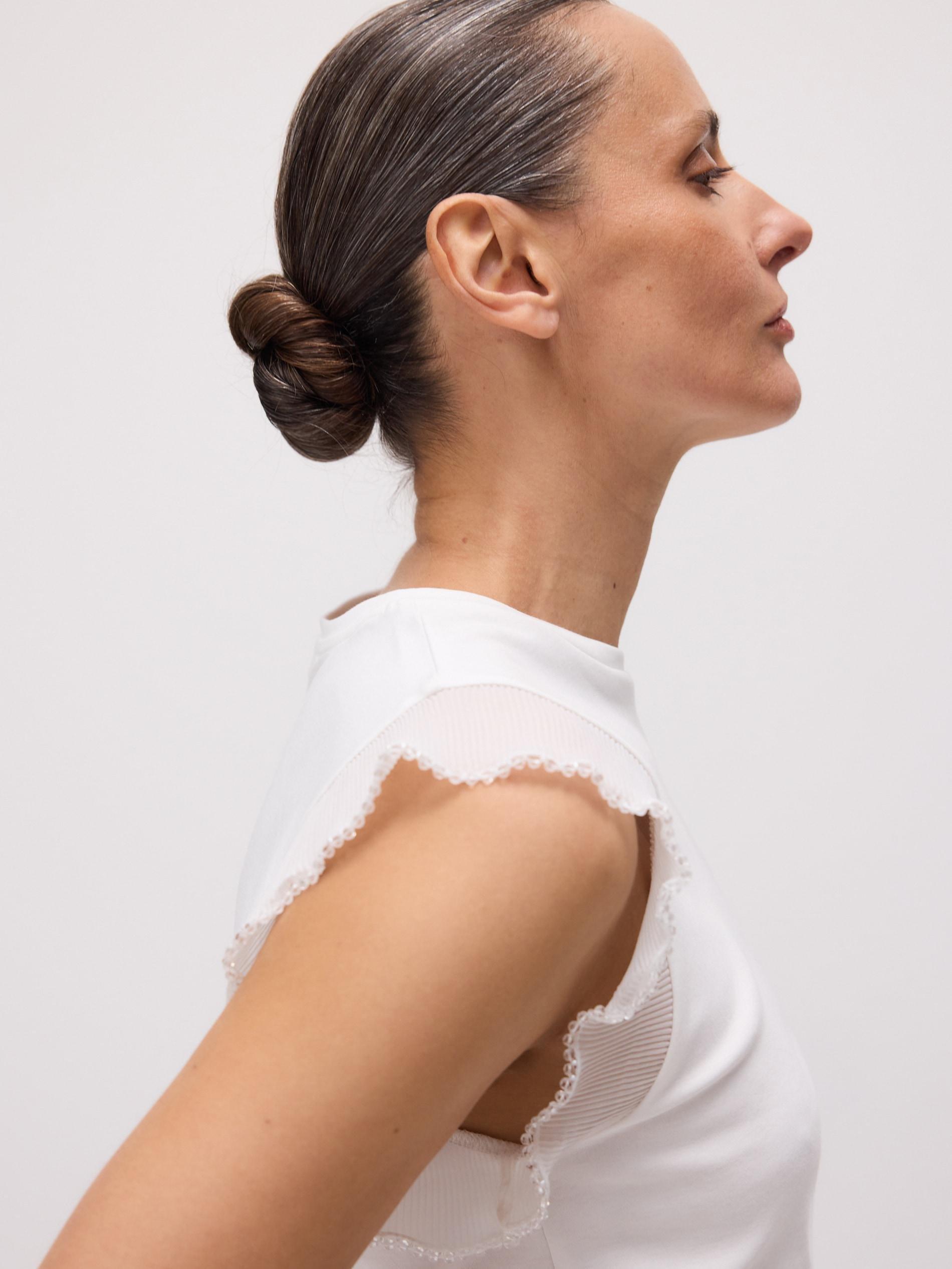 White Blouse With Decorative Insert, White, medium