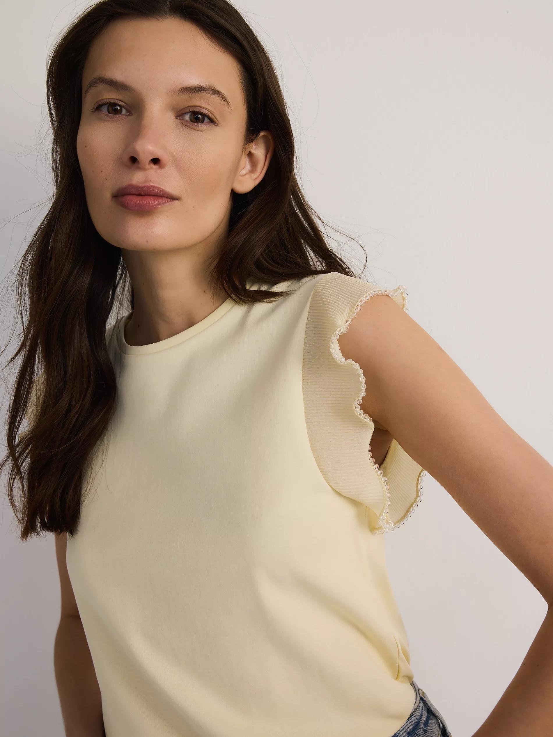 Beige Blouse With Decorative Insert, Ivory, large image number 0