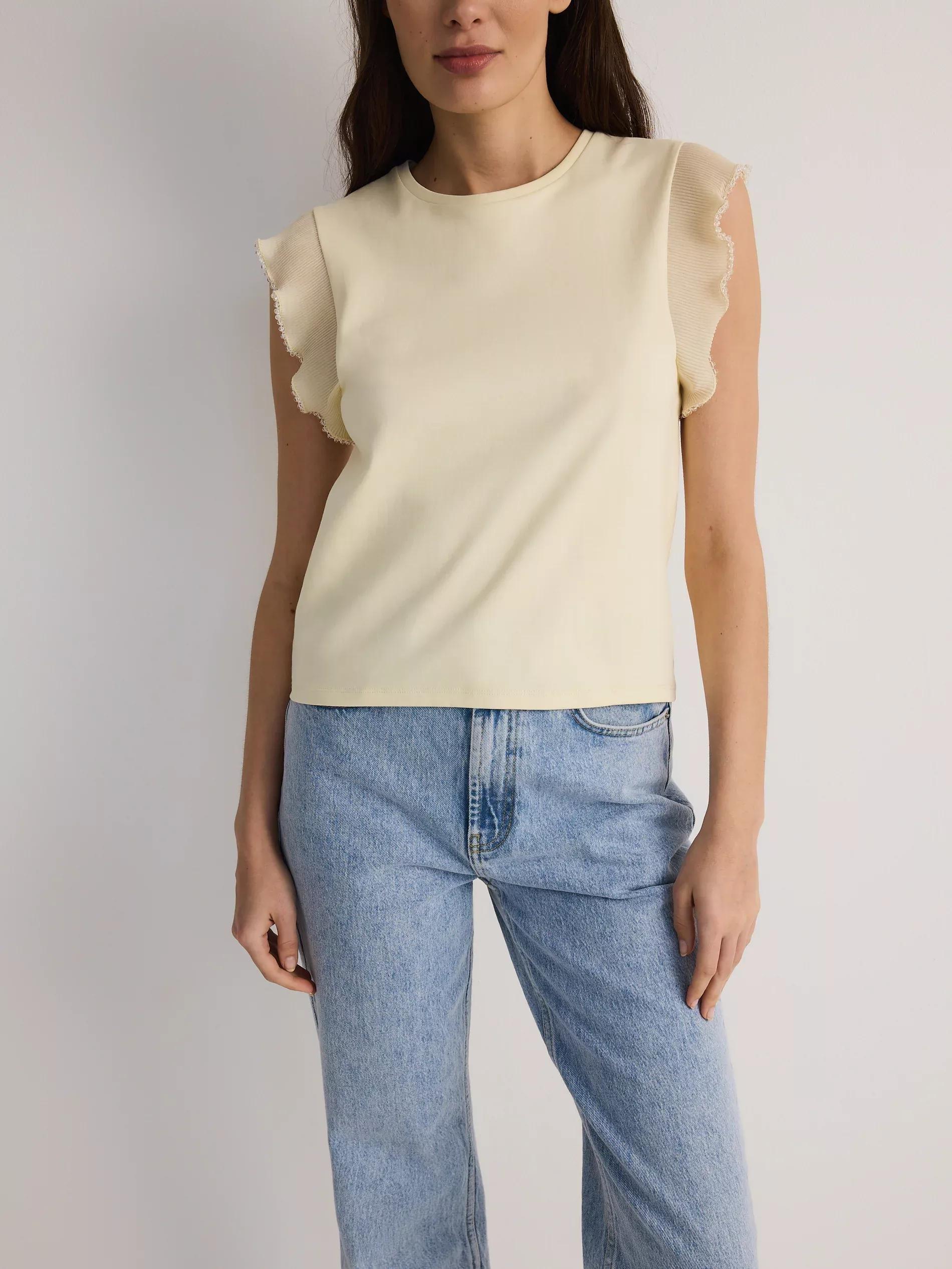 Beige Blouse With Decorative Insert, Ivory, large image number 1