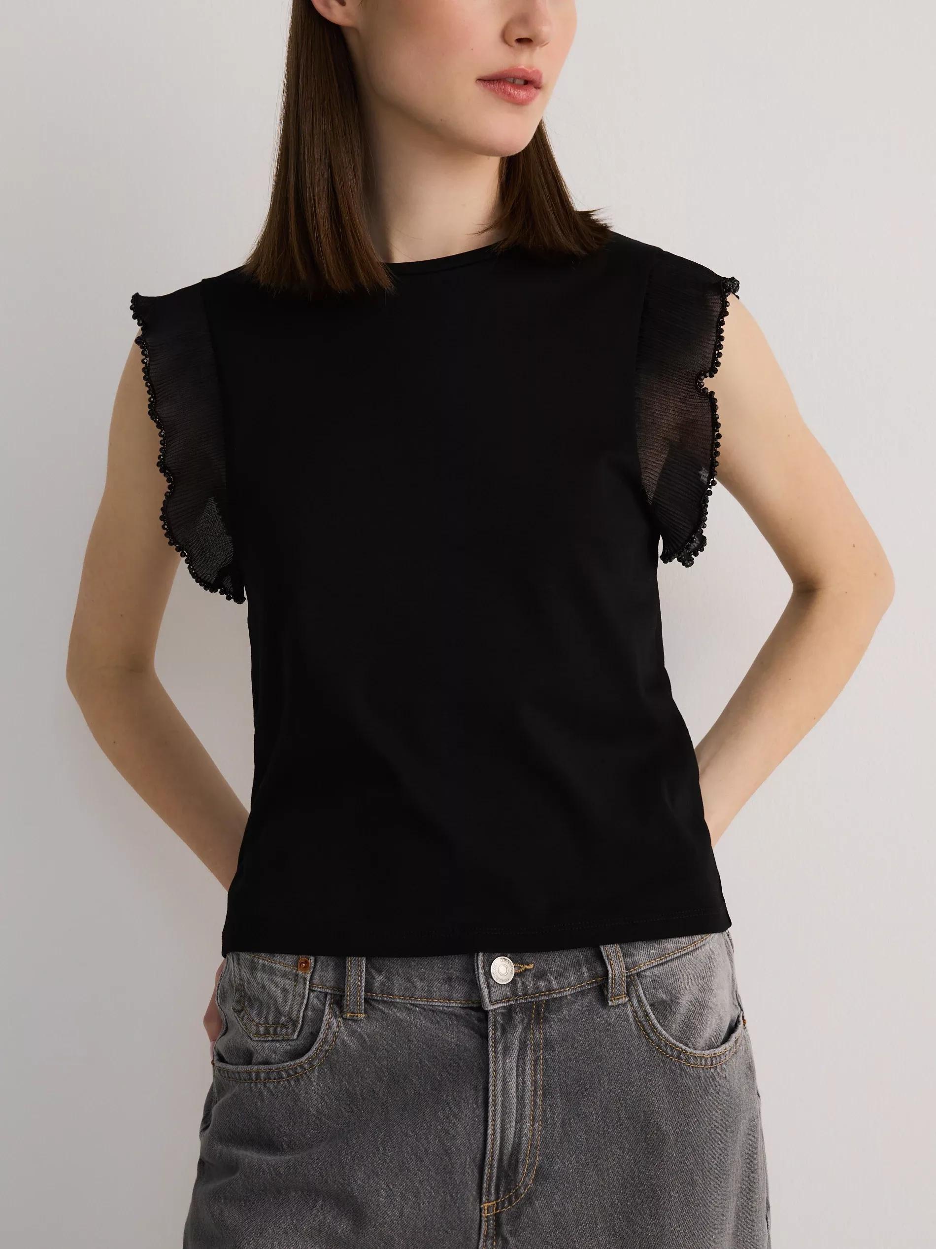 Black Blouse With Decorative Insert, , large image number 0