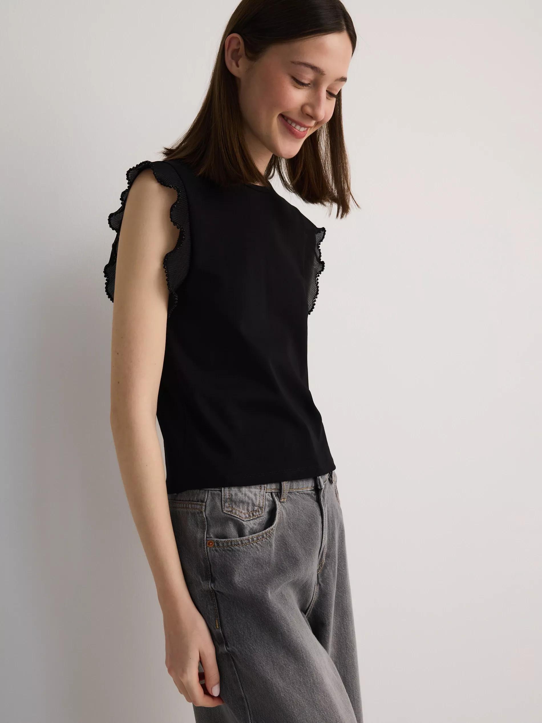 Black Blouse With Decorative Insert, , large image number 2