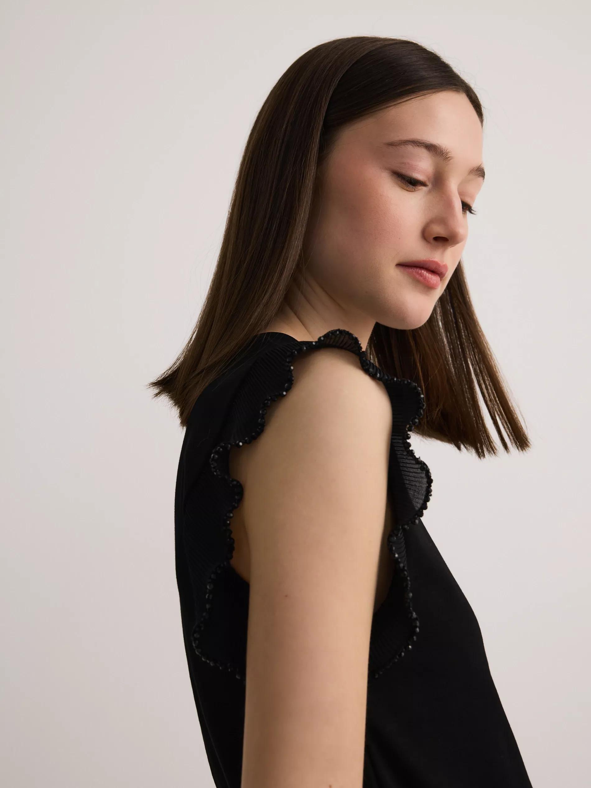 Black Blouse With Decorative Insert, , large image number 3