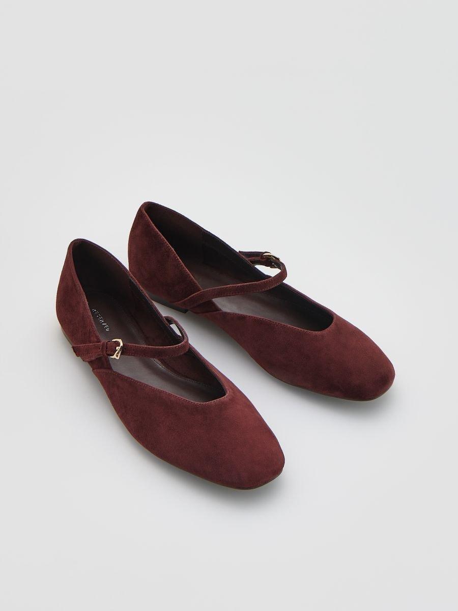 Brown Sheepskin Ballet Flats, Brown, large image number 1