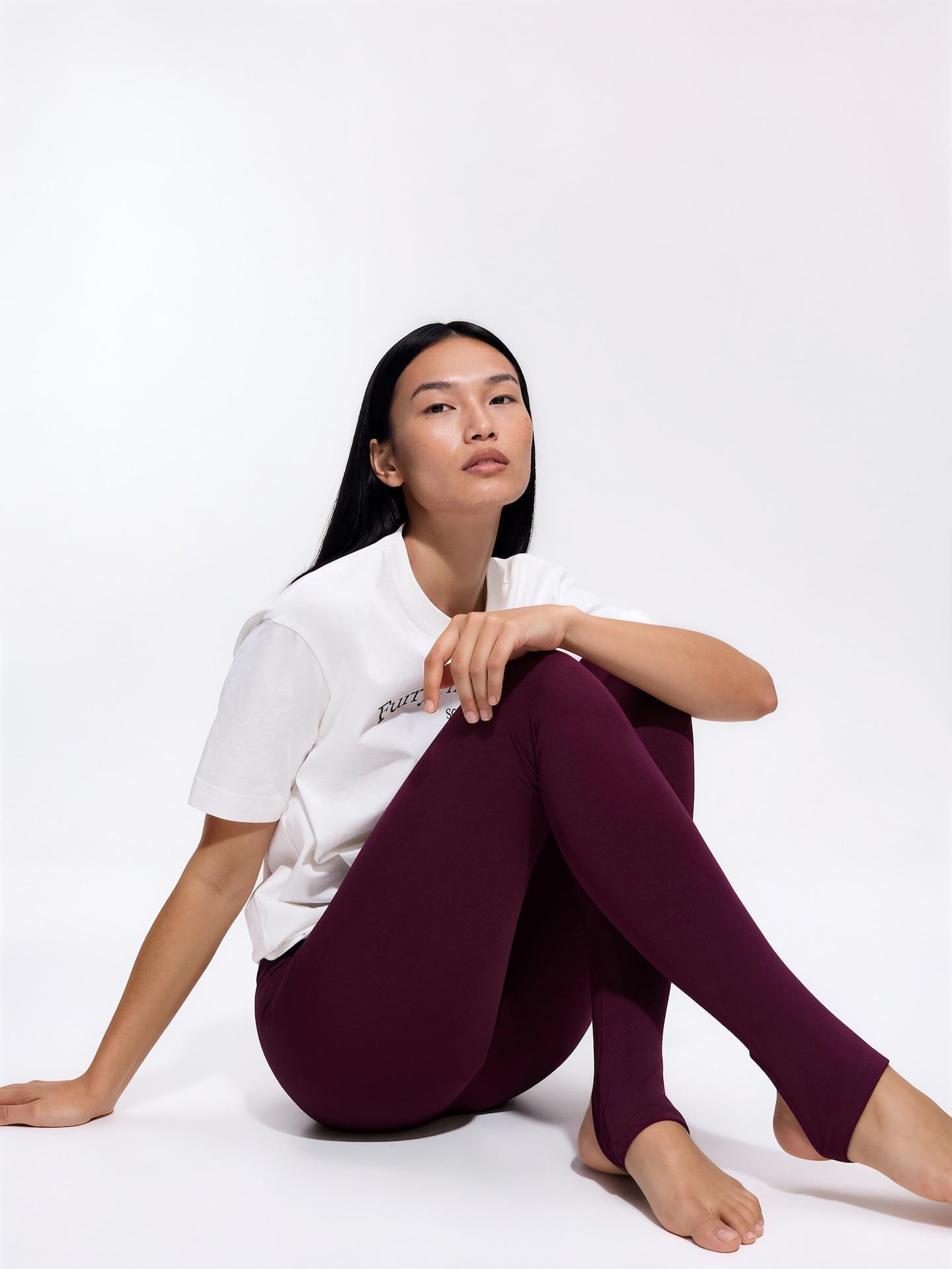 Mahogany Plain Leggings, Burgundy, large image number 0