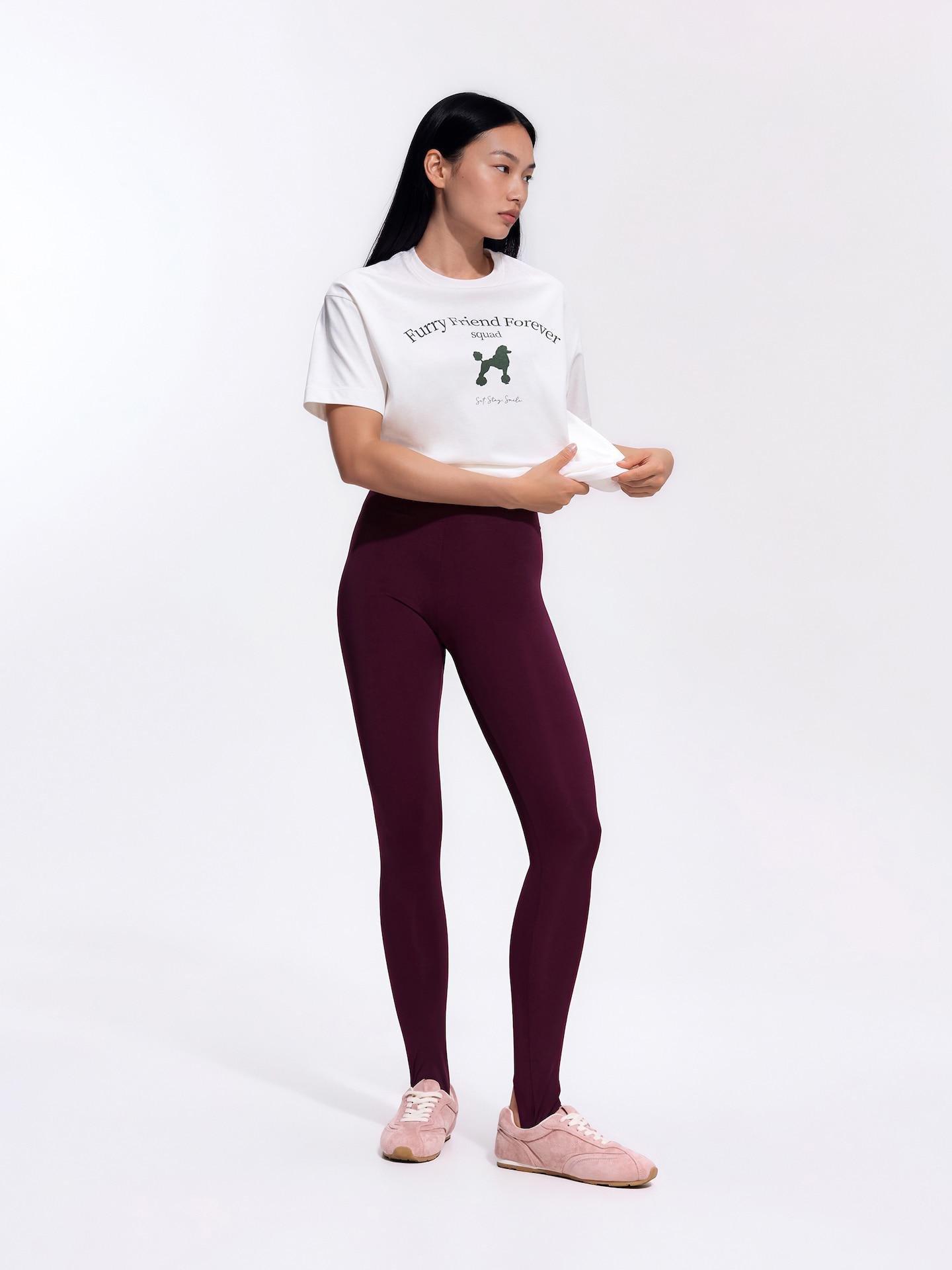 Mahogany Plain Leggings, Burgundy, medium