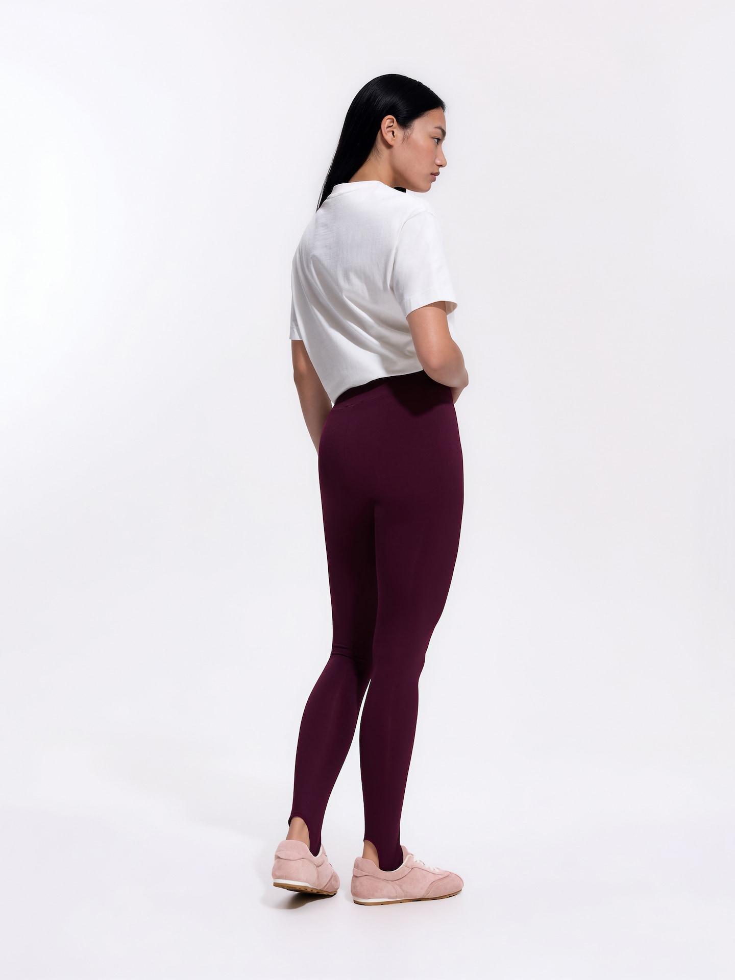 Mahogany Plain Leggings, Burgundy, medium